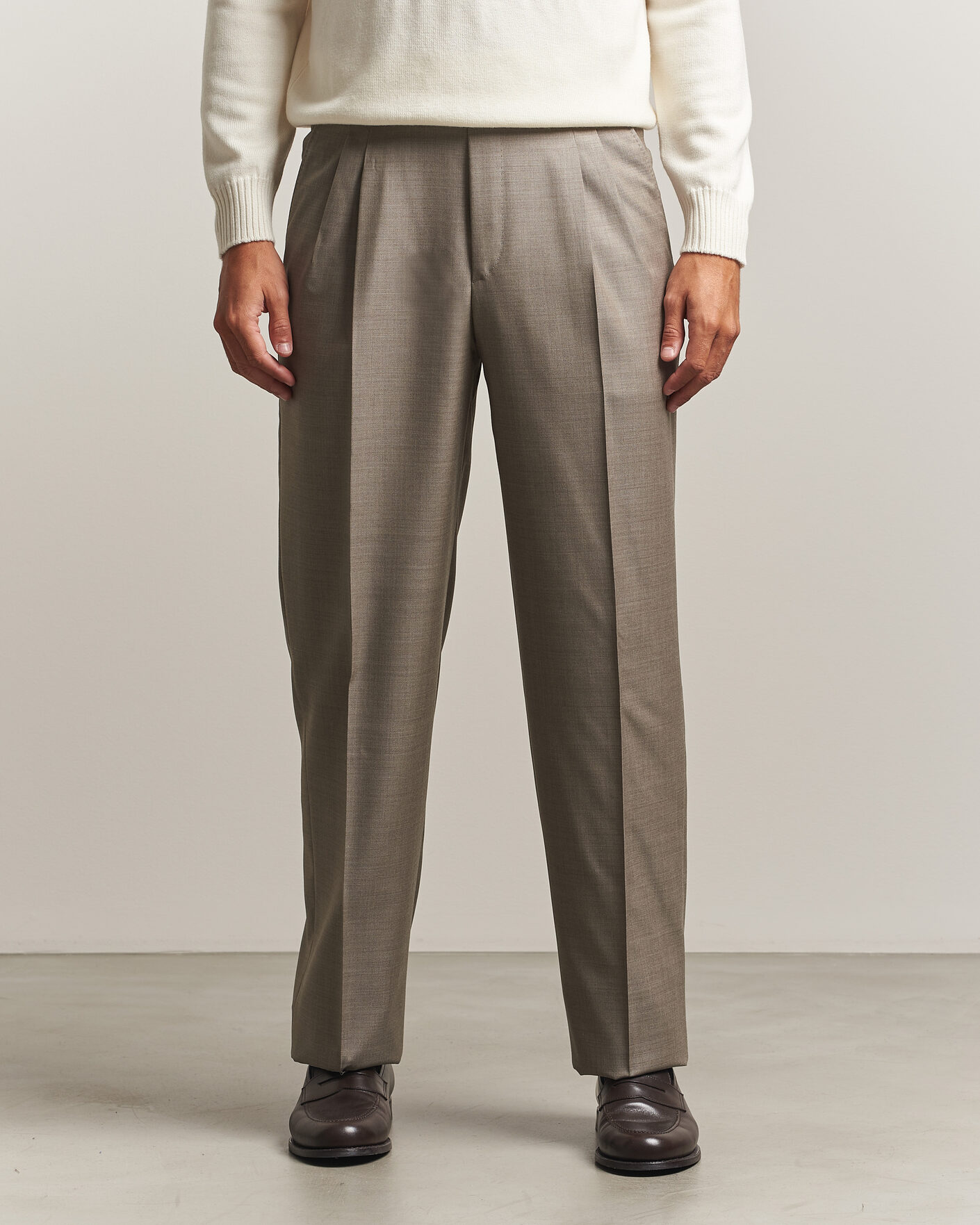 Hombres | Pantalones | Brioni | Capri Wool Trousers Beige