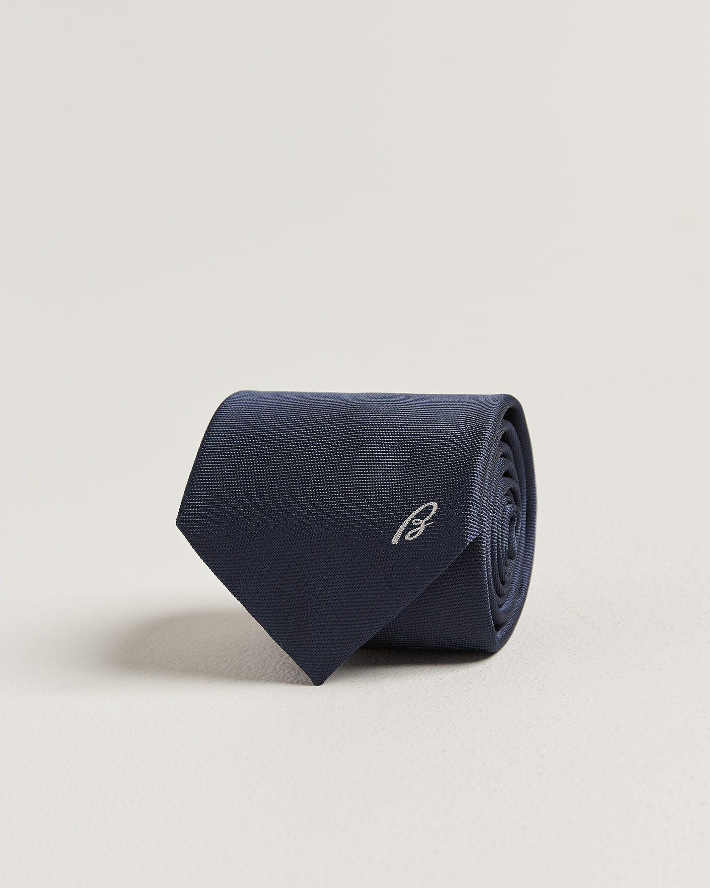 Hombres | Corbatas | Brioni | Embroidered Logo Silk Tie Navy