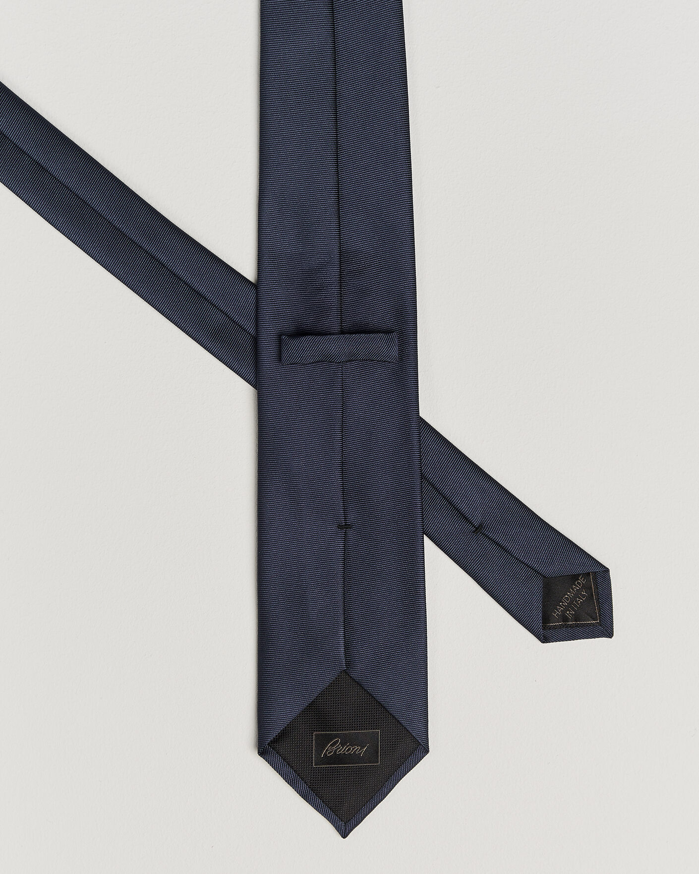 Hombres | Corbatas | Brioni | Embroidered Logo Silk Tie Navy