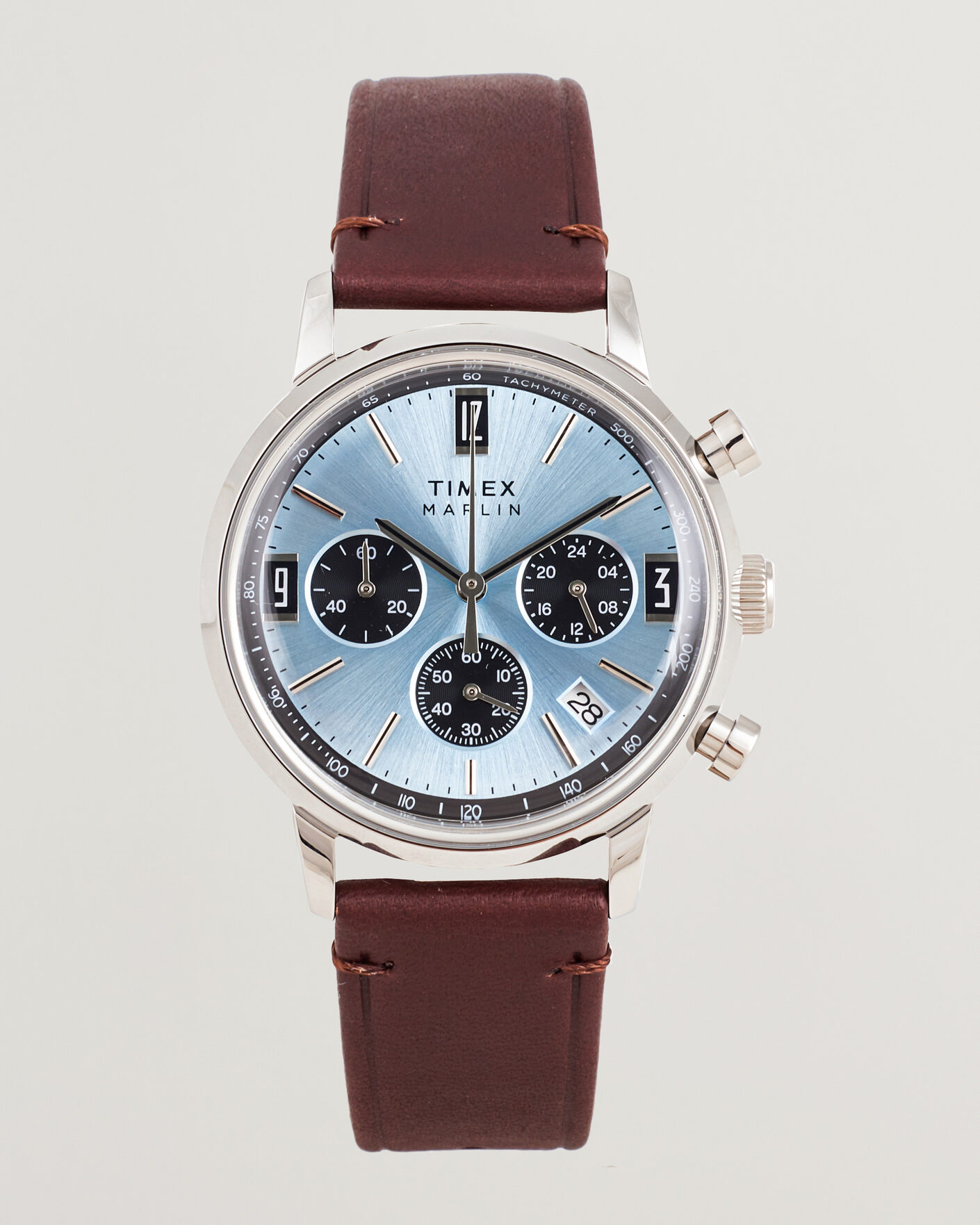 Hombres | Timex Marlin Quartz Chronograph Leather 40mm Ice Blue Dial | Timex | Marlin Quartz Chronograph Leather 40mm Ice Blue Dial