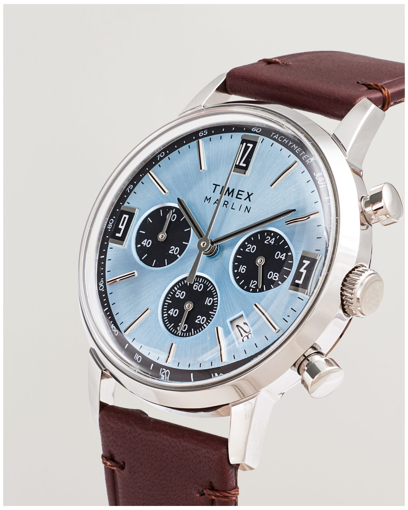 Hombres | Timex Marlin Quartz Chronograph Leather 40mm Ice Blue Dial | Timex | Marlin Quartz Chronograph Leather 40mm Ice Blue Dial