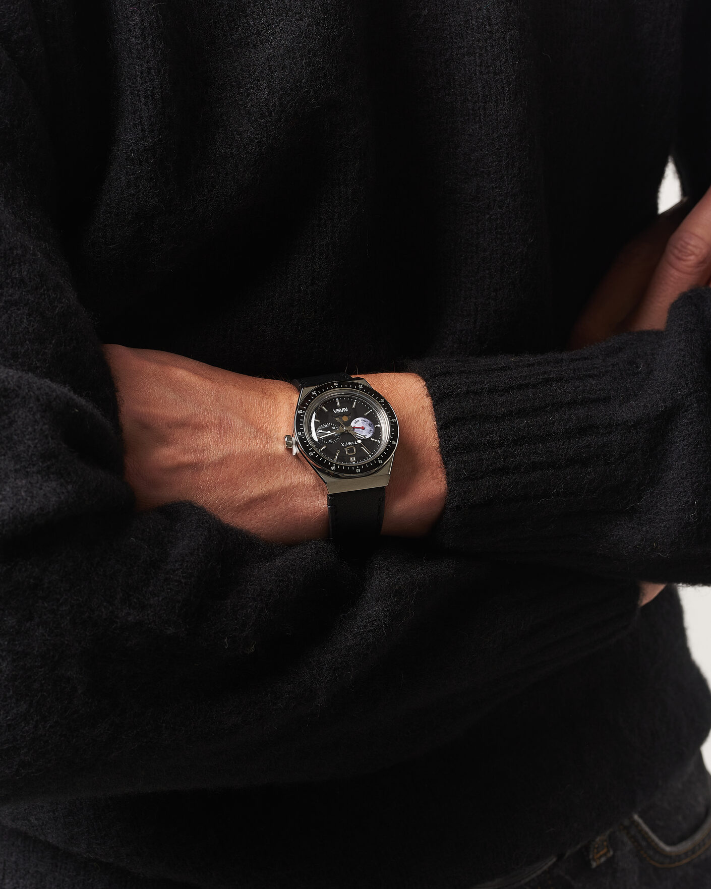 Hombres | Timex Q Timex x NASA Luminous Leather Strap 40mm Black Dial | Timex | Q x NASA Luminous Leather Strap 40mm Black Dial