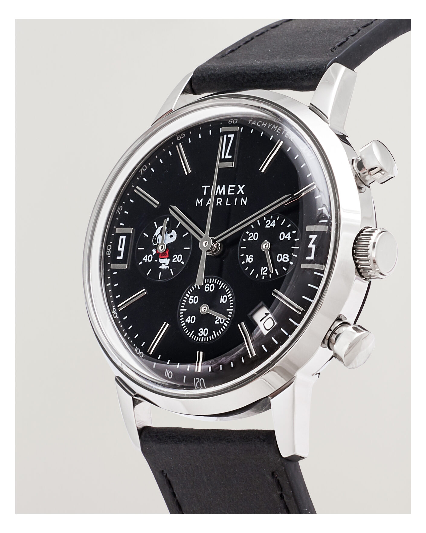 Hombres | Timex Timex x Peanuts Chrono Cool Joe Leather 40mm Black Dial | Timex | x Peanuts Chrono Cool Joe Leather 40mm Black Dial