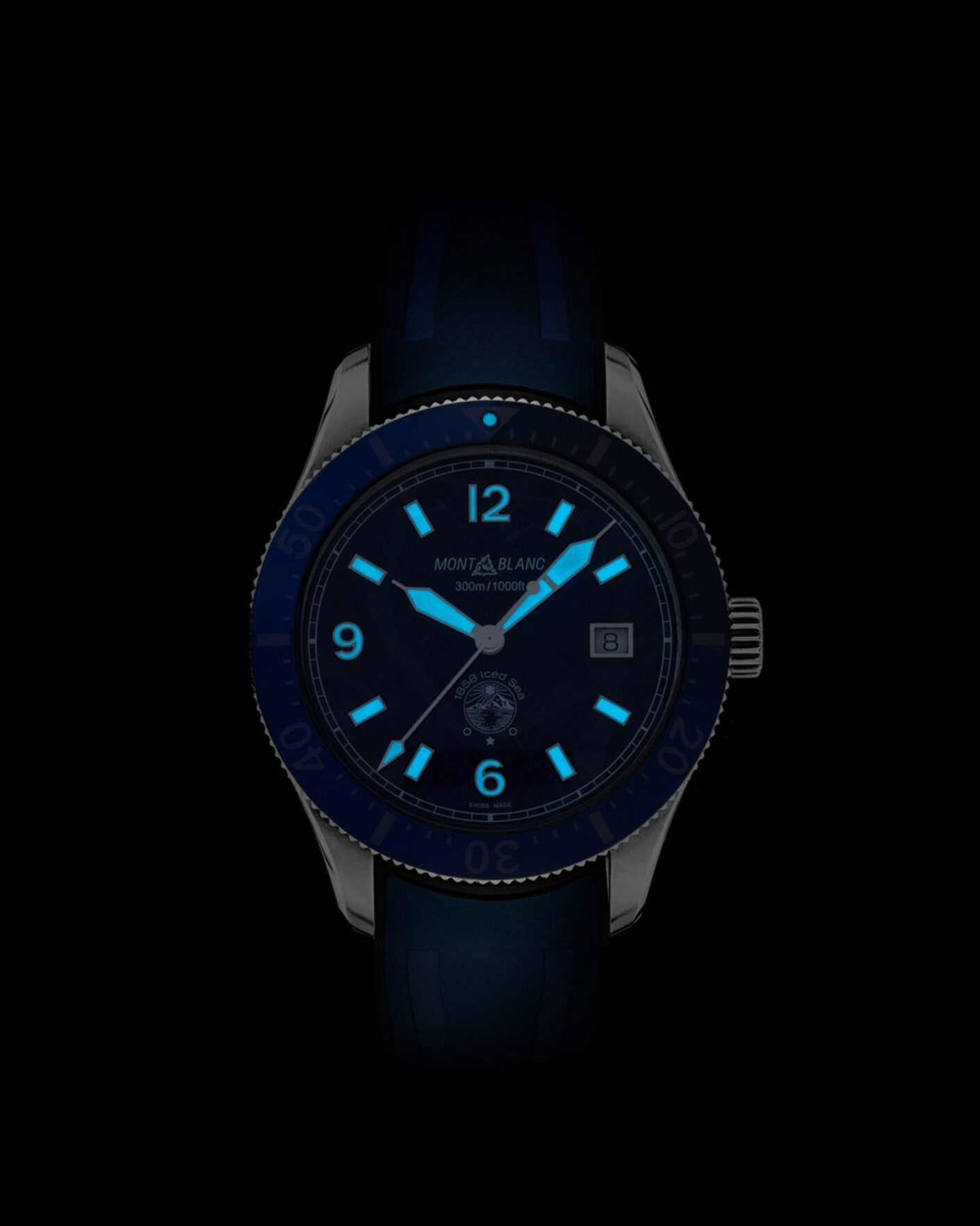 Hombres | Montblanc Iced Sea Automatic Date Rubber Strap Blue | Montblanc | Iced Sea Automatic Date Rubber Strap Blue