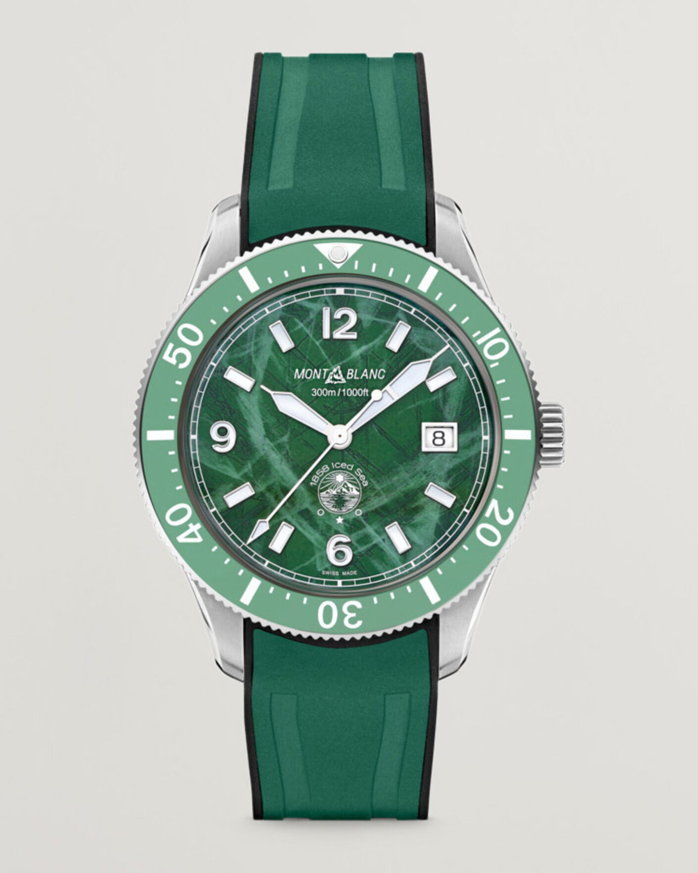 Hombres | Montblanc Iced Sea Automatic Date Rubber Strap Green | Montblanc | Iced Sea Automatic Date Rubber Strap Green