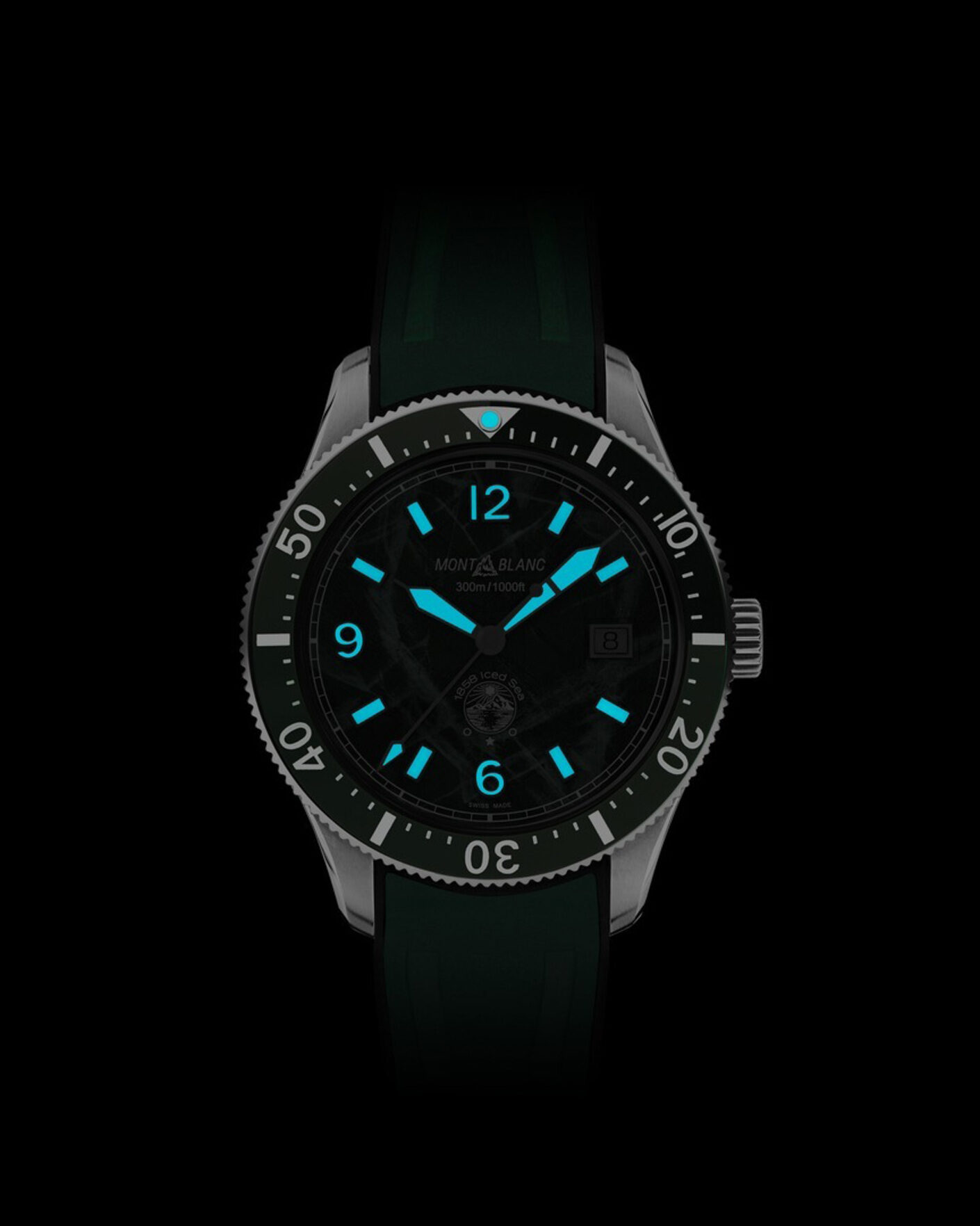 Hombres | Montblanc Iced Sea Automatic Date Rubber Strap Green | Montblanc | Iced Sea Automatic Date Rubber Strap Green