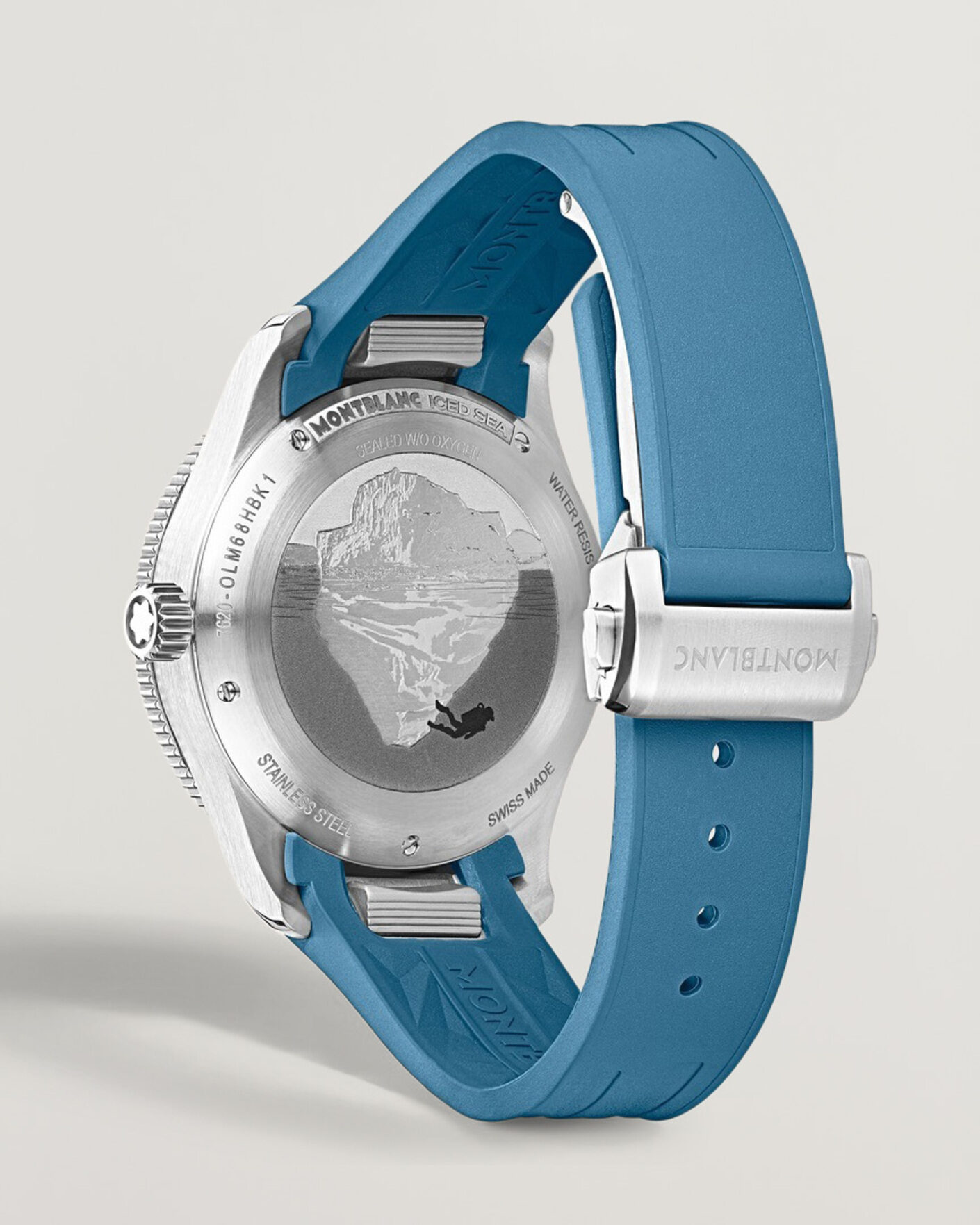 Hombres | Montblanc Iced Sea Automatic Date 0 Oxygen Rubber Strap Light Blue | Montblanc | Iced Sea Automatic Date 0 Oxygen Rubber Strap Light Blue