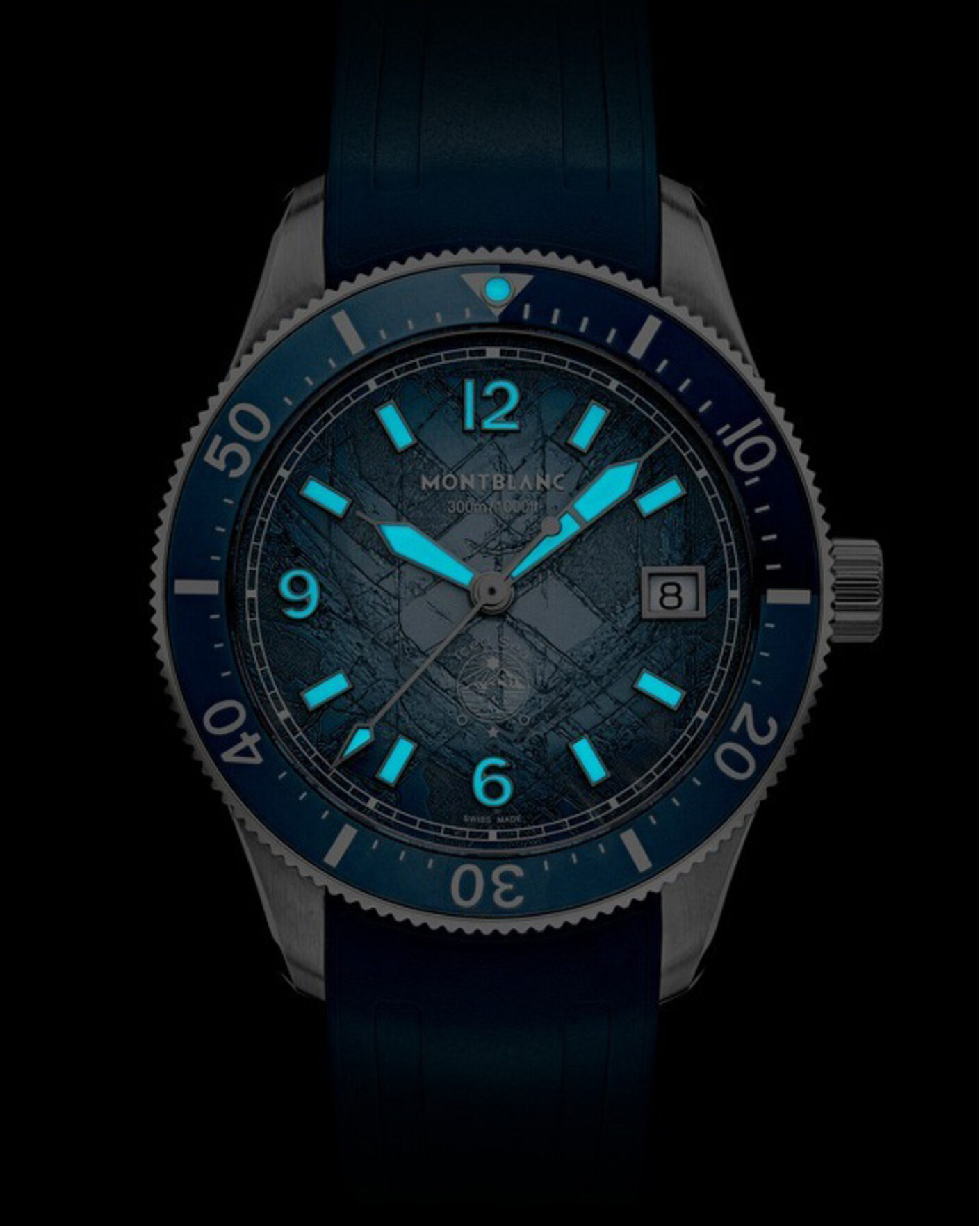 Hombres | Montblanc Iced Sea Automatic Date 0 Oxygen Rubber Strap Light Blue | Montblanc | Iced Sea Automatic Date 0 Oxygen Rubber Strap Light Blue