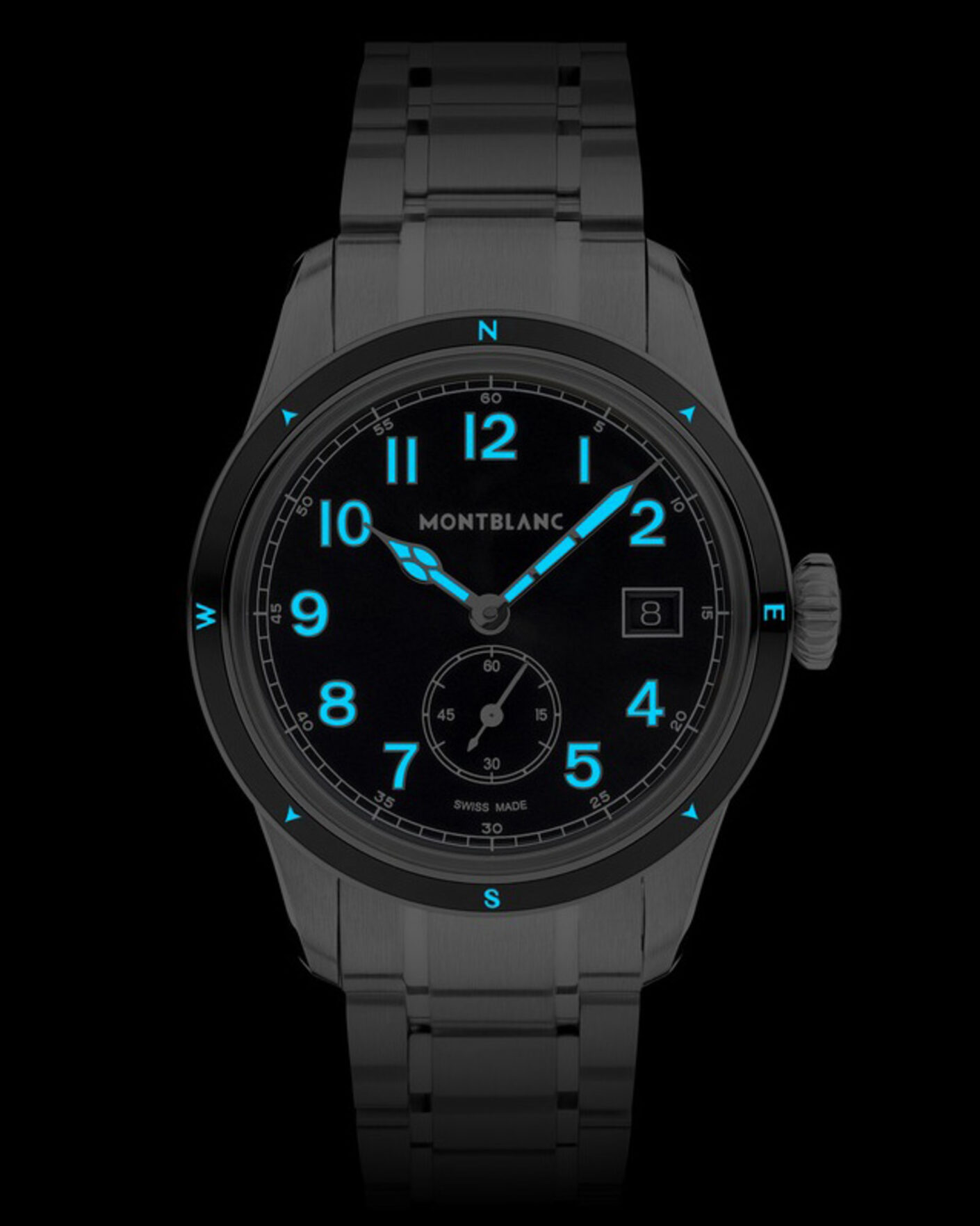 Hombres | Correa de acero inoxidable | Montblanc | 1858 Small Second 0 Oxygen Black