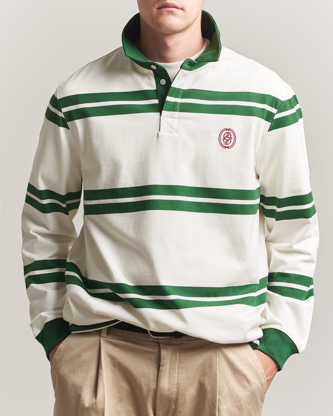 Hombres | Jerséis y prendas de punto | Drôle de Monsieur | Ornament Striped Rugger Water Green