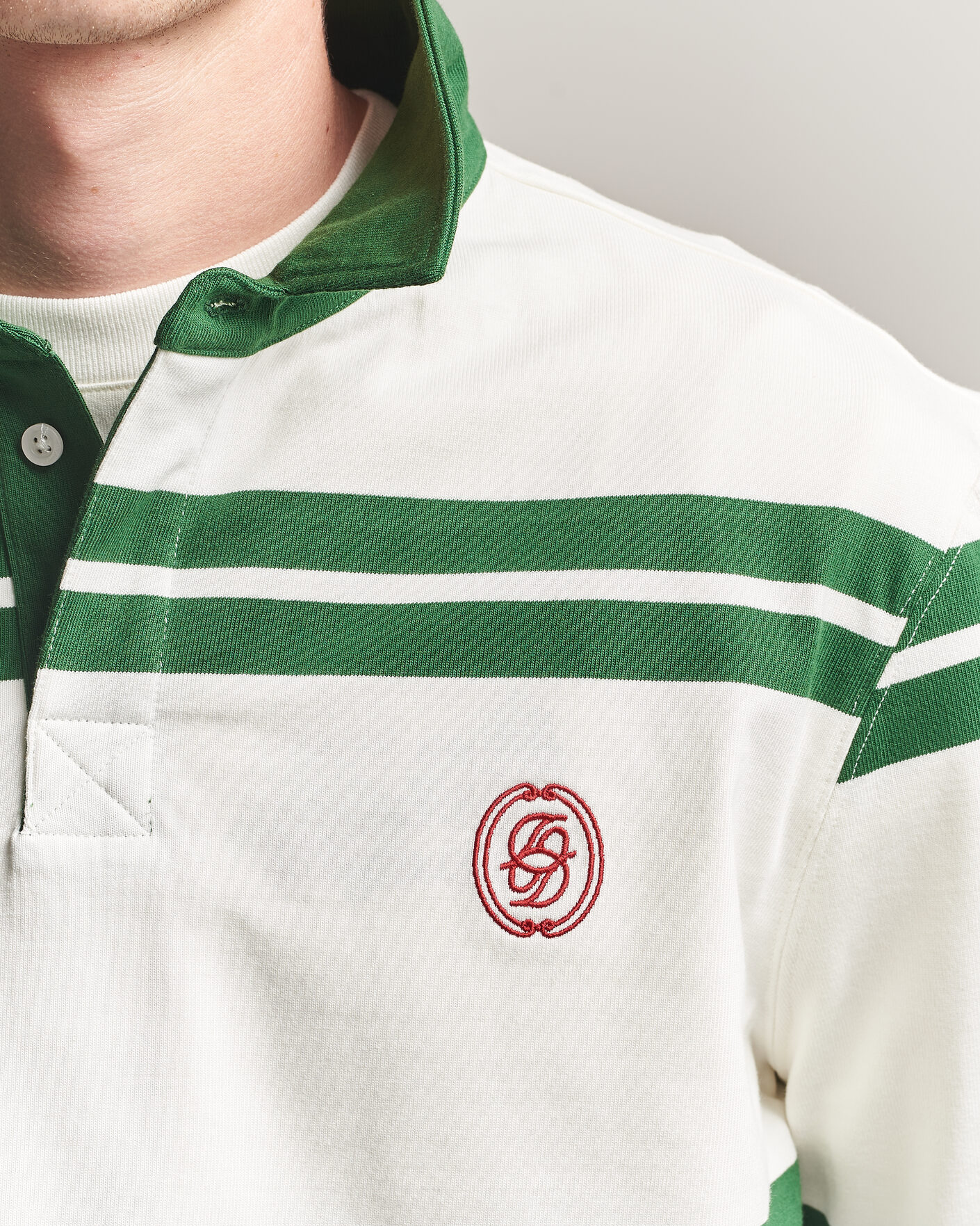 Hombres | Jerséis y prendas de punto | Drôle de Monsieur | Ornament Striped Rugger Water Green