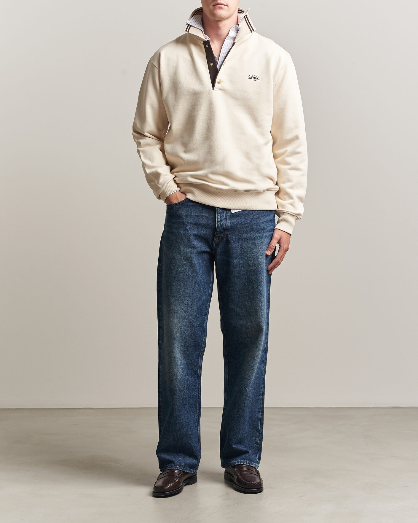 Hombres | Jerséis y prendas de punto | Drôle de Monsieur | Tipped Rugger Light Sand