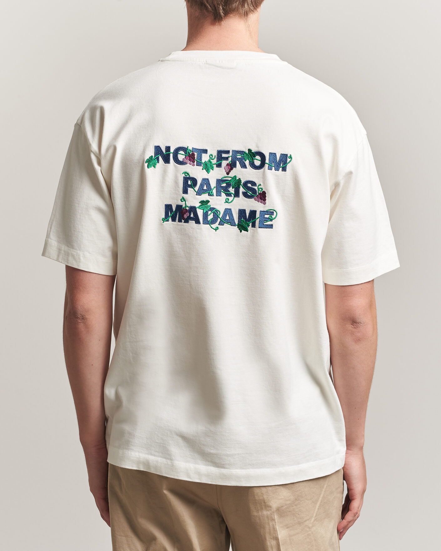Hombres | Camisetas | Drôle de Monsieur | Vine Embroidered Slogan T-Shirt Off White