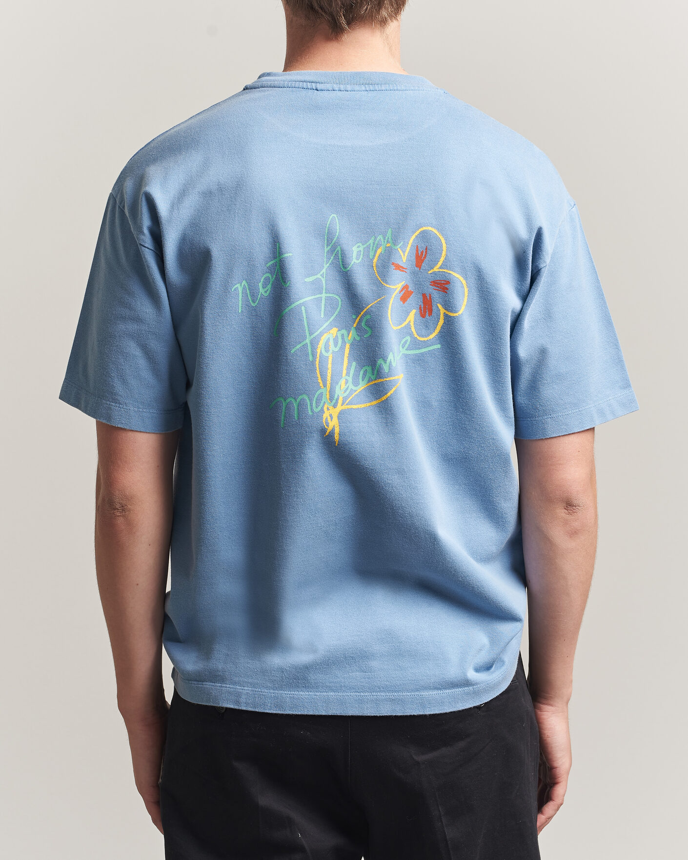 Hombres | Camisetas | Drôle de Monsieur | Esquisse Slogan T-shirt Light Blue