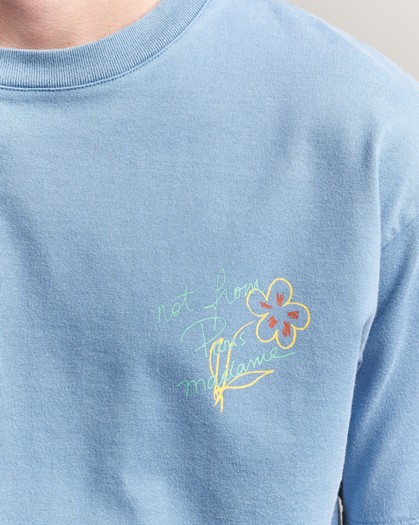 Hombres | Camisetas | Drôle de Monsieur | Esquisse Slogan T-shirt Light Blue