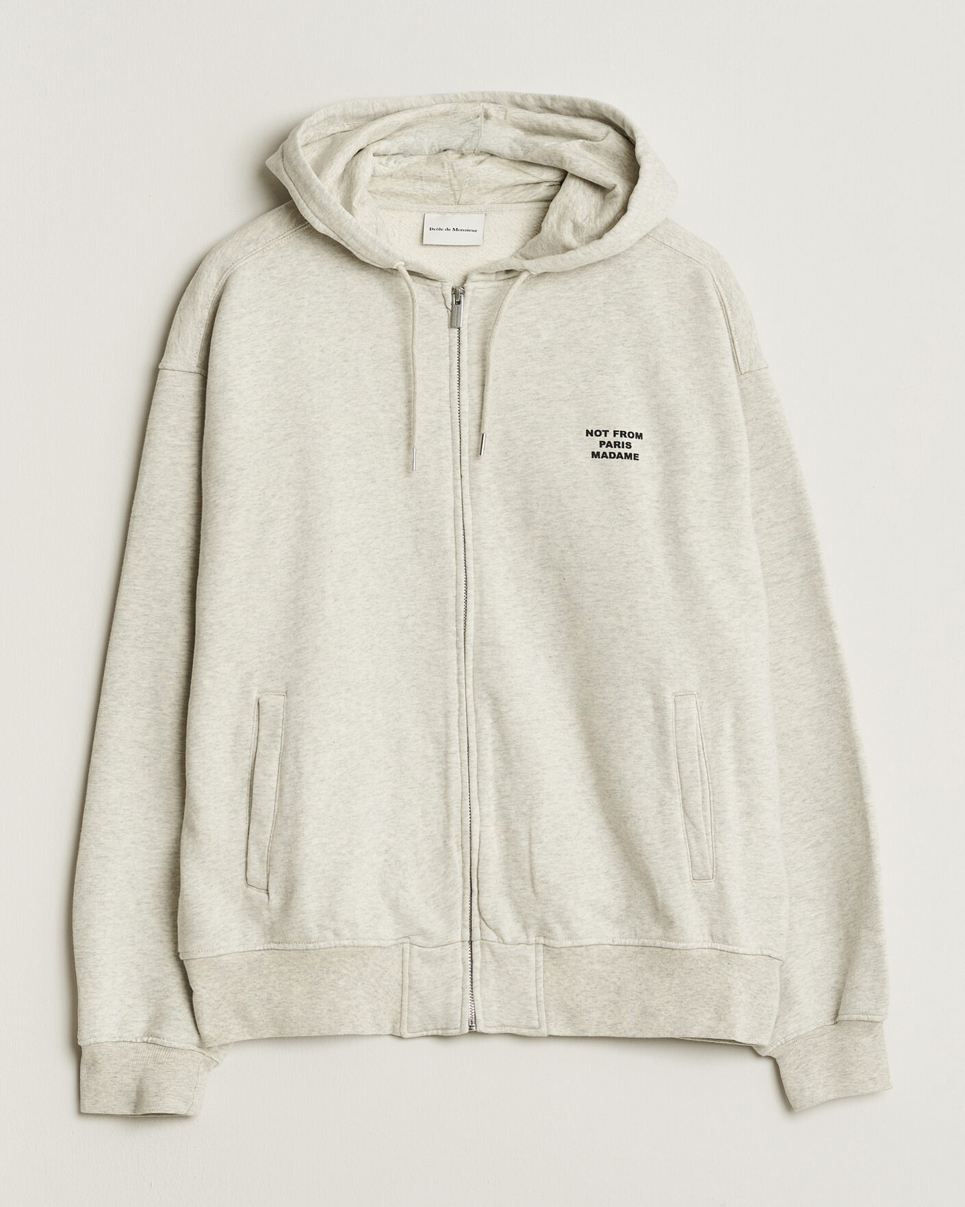 Hombres | Jerséis y prendas de punto | Drôle de Monsieur | Slogan Full Zip Hoodie Grey
