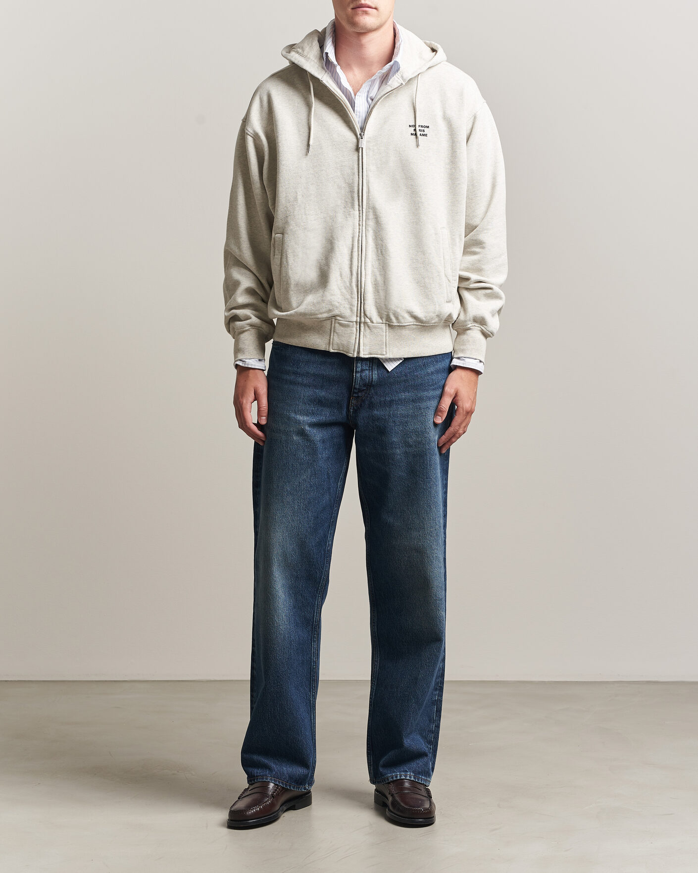 Hombres | Jerséis y prendas de punto | Drôle de Monsieur | Slogan Full Zip Hoodie Grey