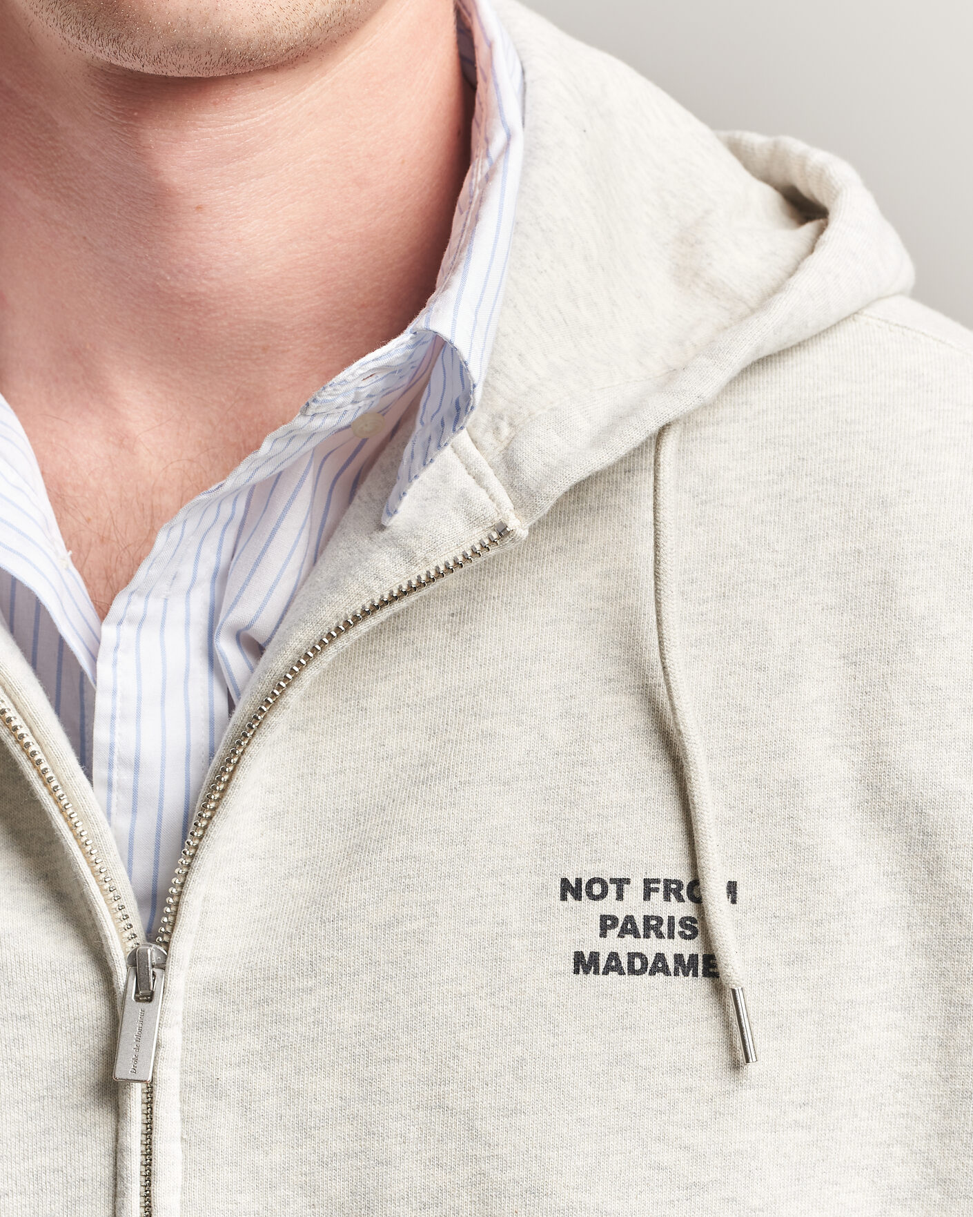 Hombres | Jerséis y prendas de punto | Drôle de Monsieur | Slogan Full Zip Hoodie Grey