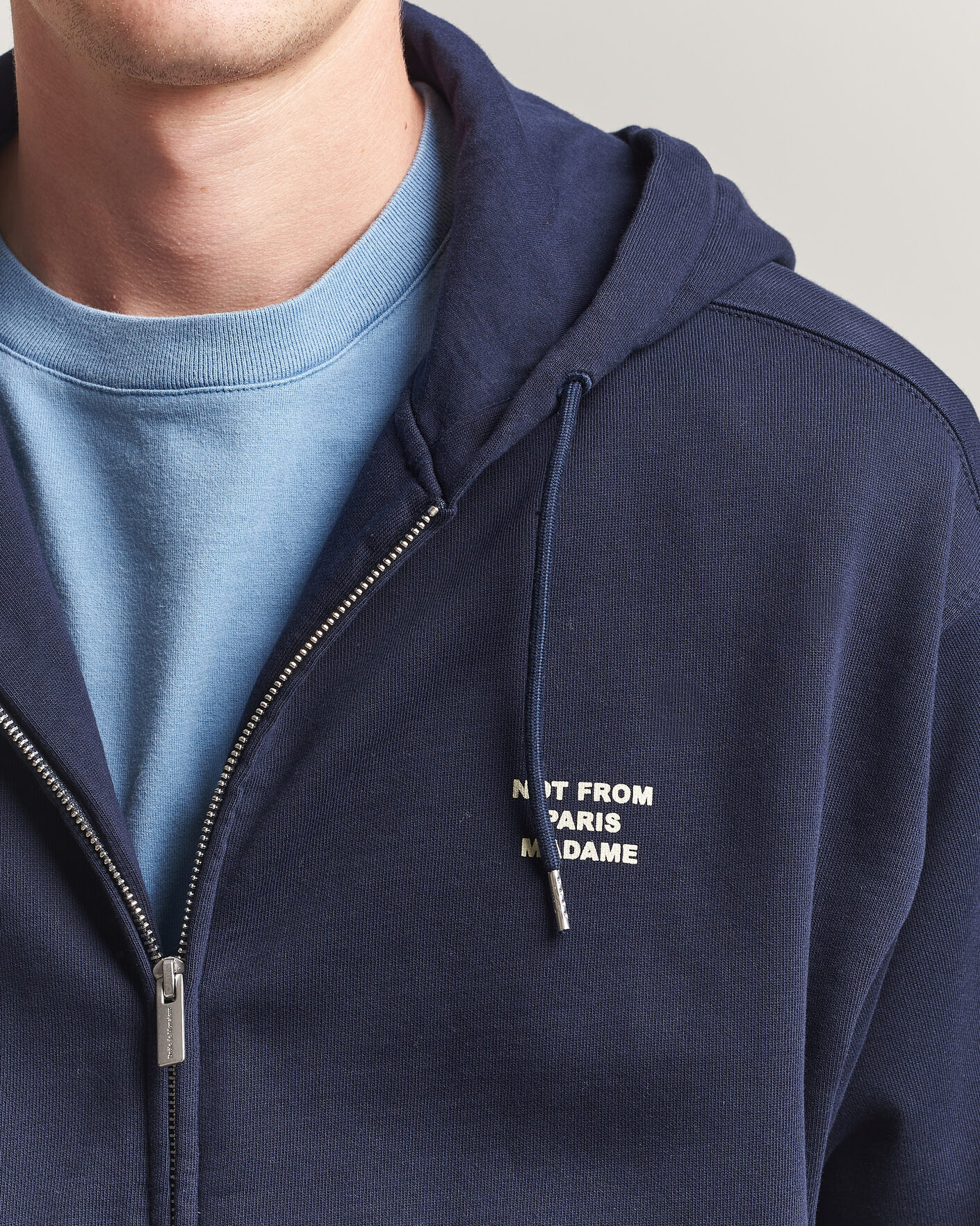 Hombres | Jerséis y prendas de punto | Drôle de Monsieur | Slogan Full Zip Hoodie Navy