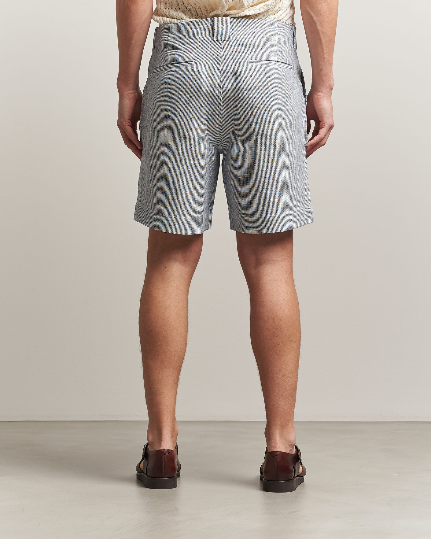 Hombres | Pantalones cortos | Peregrine | Windsor Linen Shorts Navy Stripe