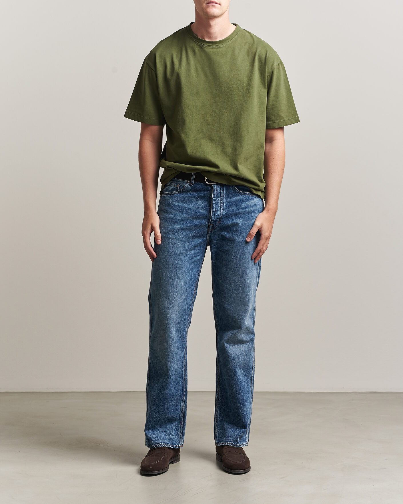 Hombres | Camisetas | Massimo Alba | Nevis Brushed Cotton T-Shirt Moss Green