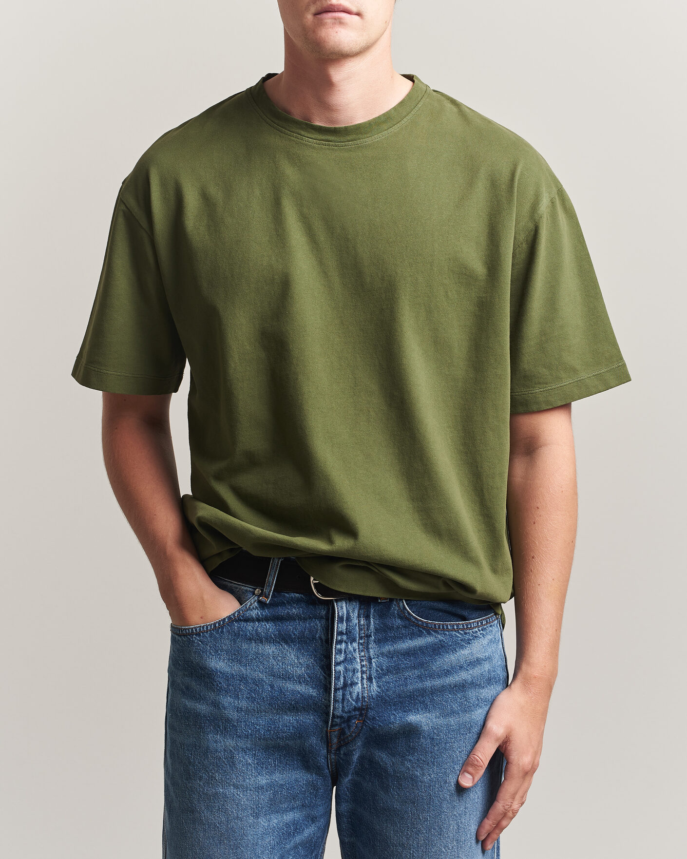Hombres | Camisetas | Massimo Alba | Nevis Brushed Cotton T-Shirt Moss Green