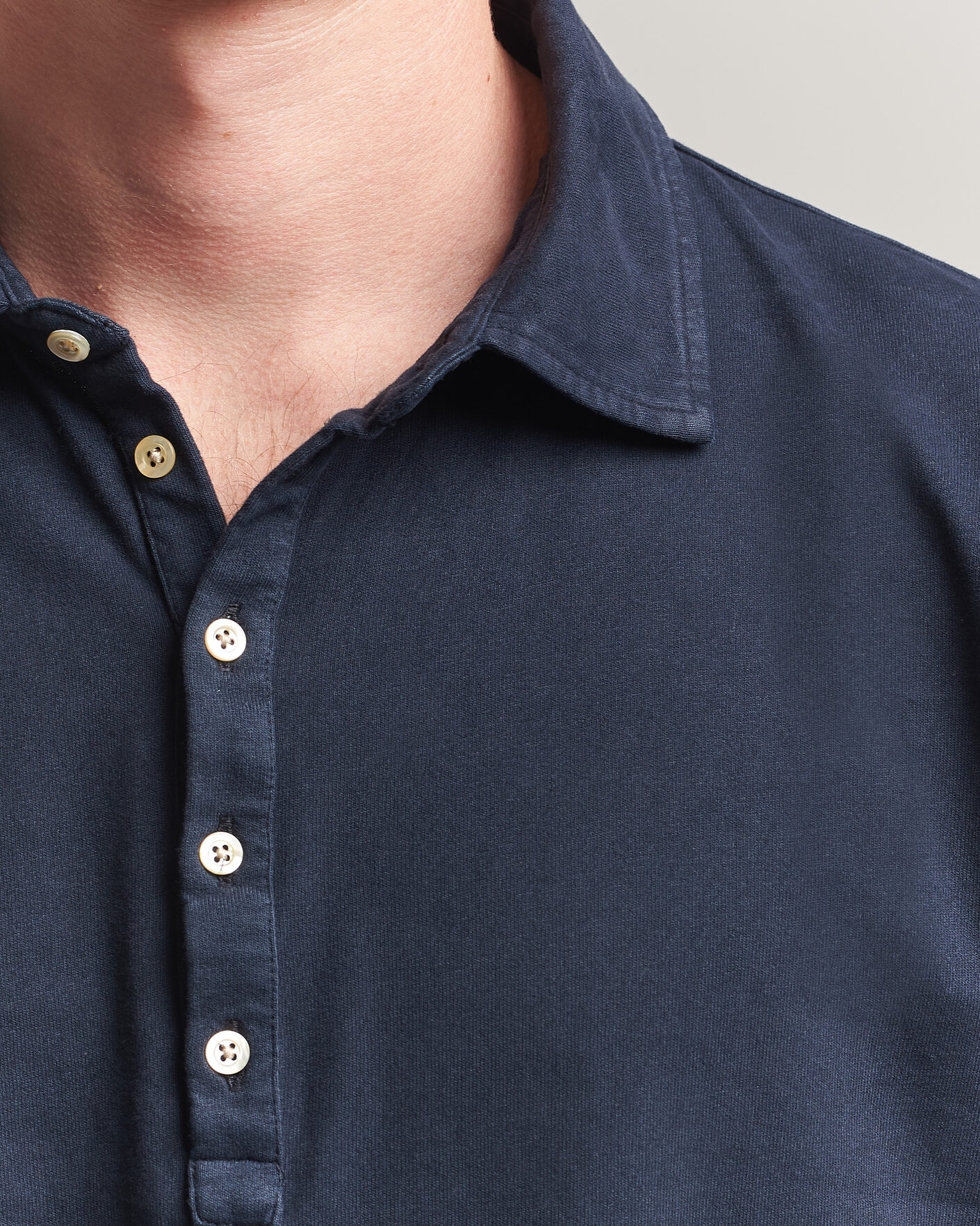 Hombres | Polos | Massimo Alba | Raya Long Sleeve Polo Navy