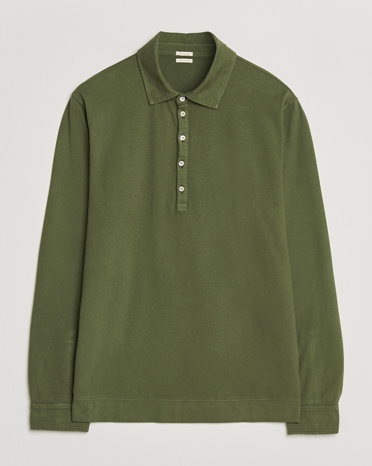 Hombres | Polos | Massimo Alba | Raya Long Sleeve Polo Moss Green
