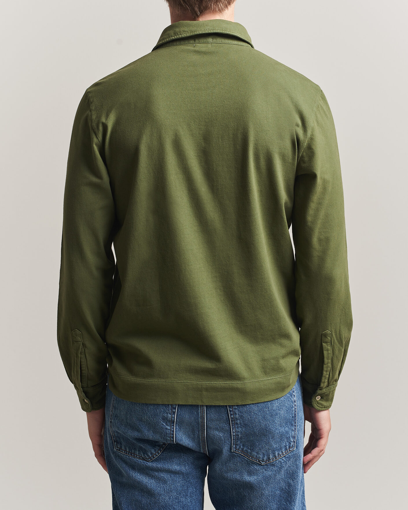 Hombres | Polos | Massimo Alba | Raya Long Sleeve Polo Moss Green
