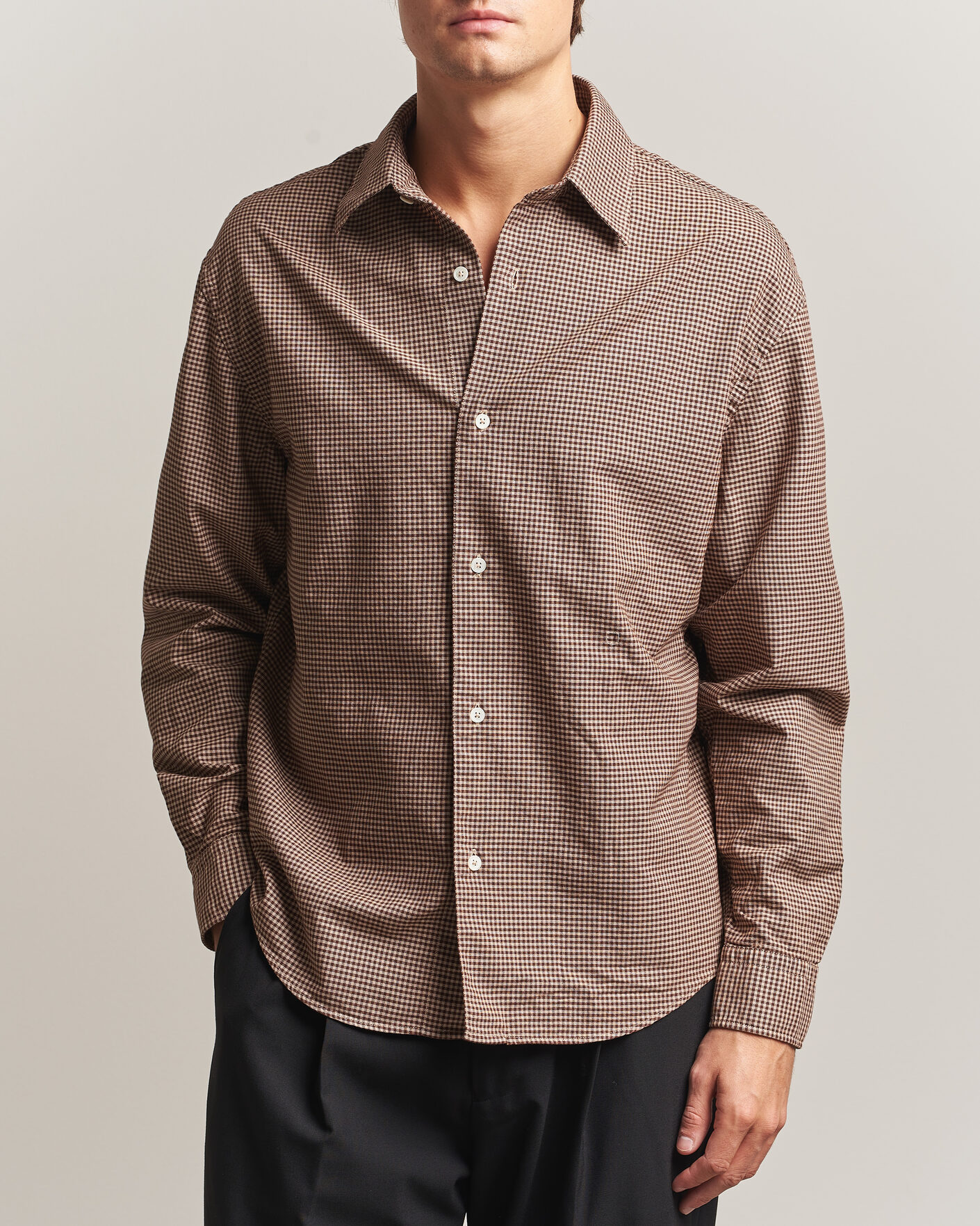 Hombres | Camisas | Massimo Alba | Boxy Microcheck Shirt Fossil