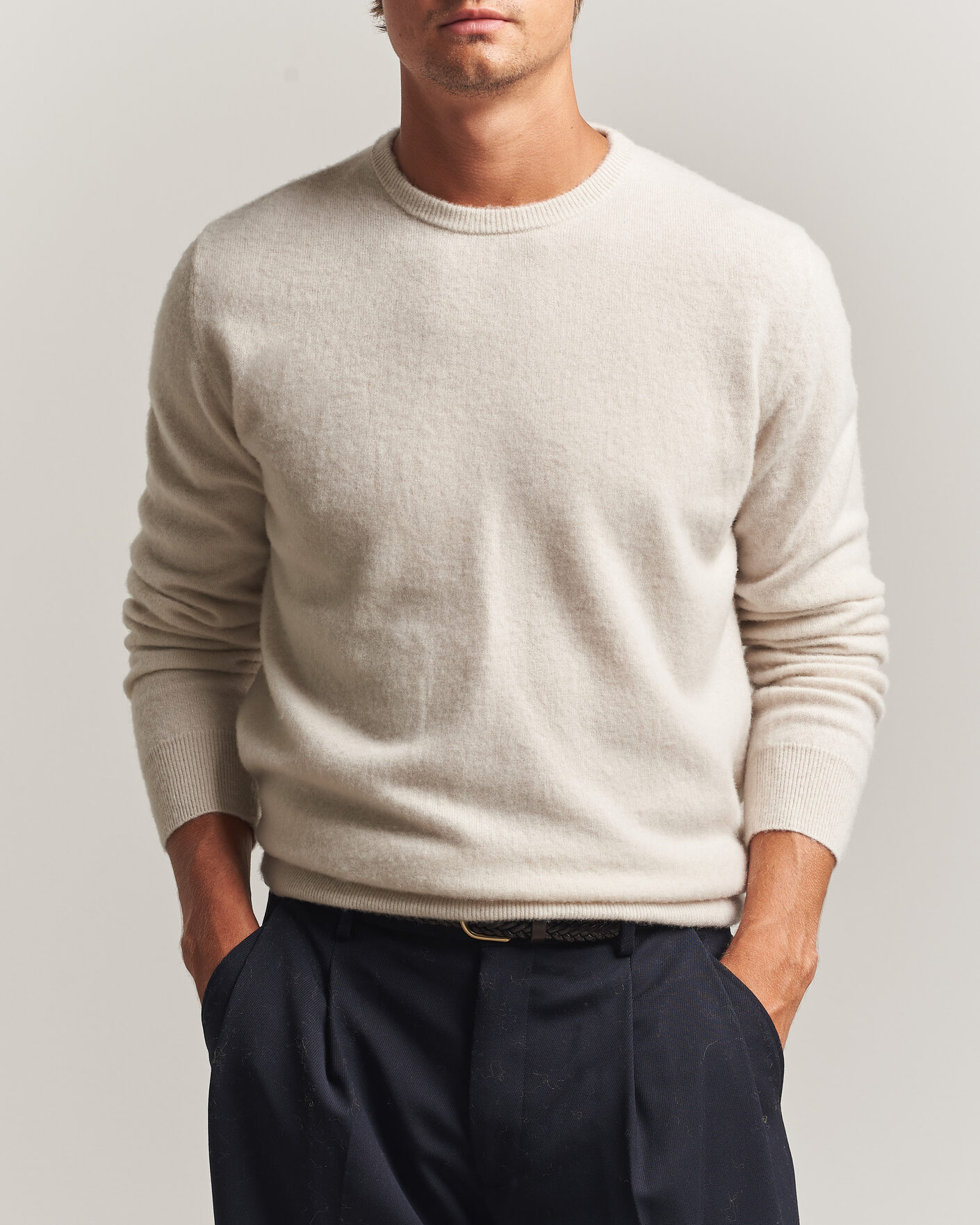 Hombres | Jerséis y prendas de punto | Massimo Alba | Kane Brushed Cashmere Sweater Magnolia