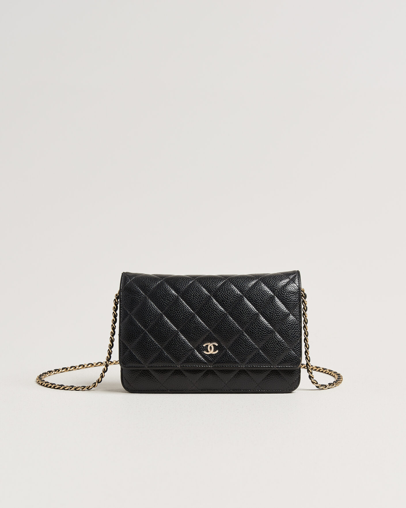 Hombres | Pre-Owned & Vintage Bags | Chanel Pre-Owned | Wallet On Chain Caviar Leather Black