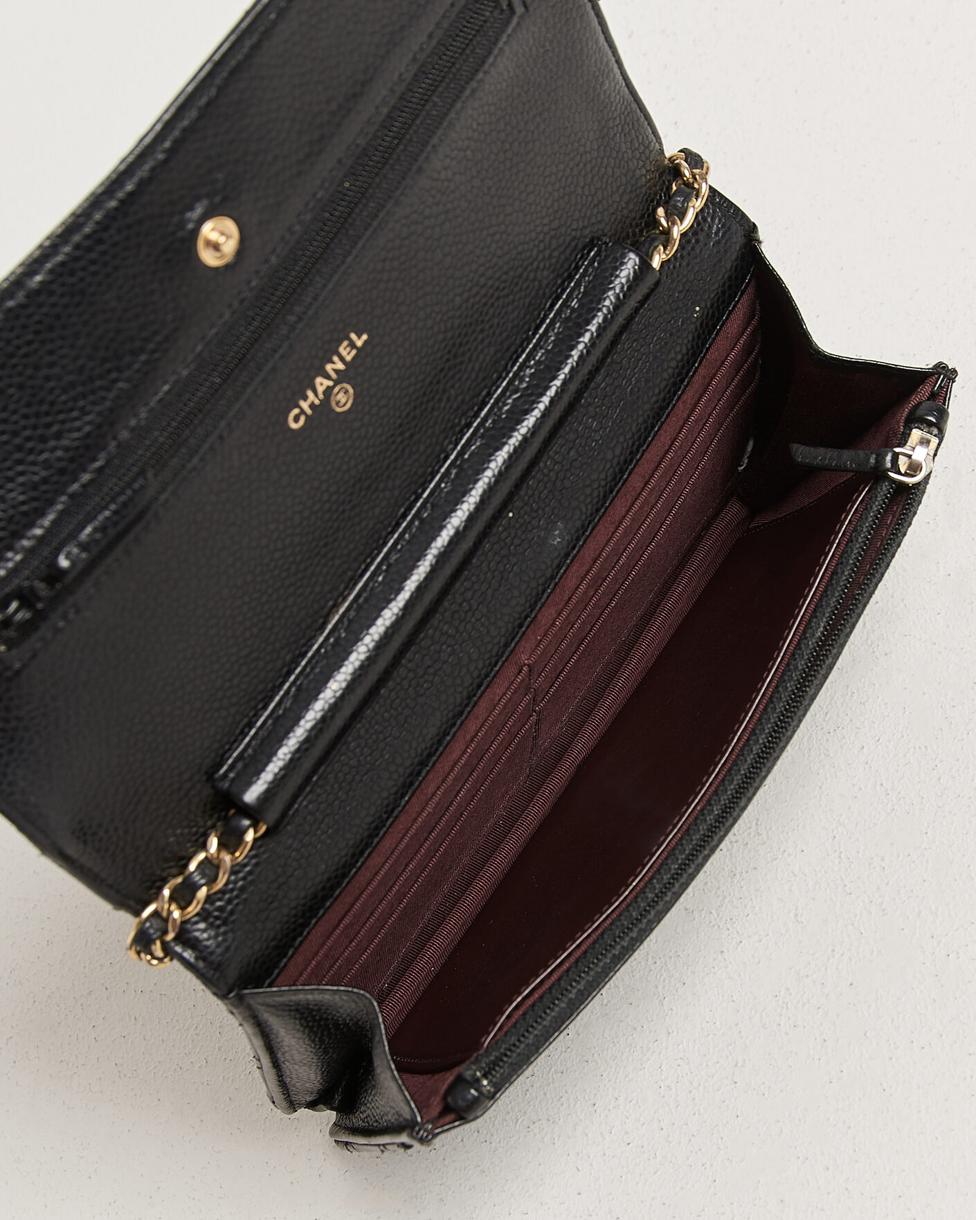 Hombres | Pre-Owned & Vintage Bags | Chanel Pre-Owned | Wallet On Chain Caviar Leather Black