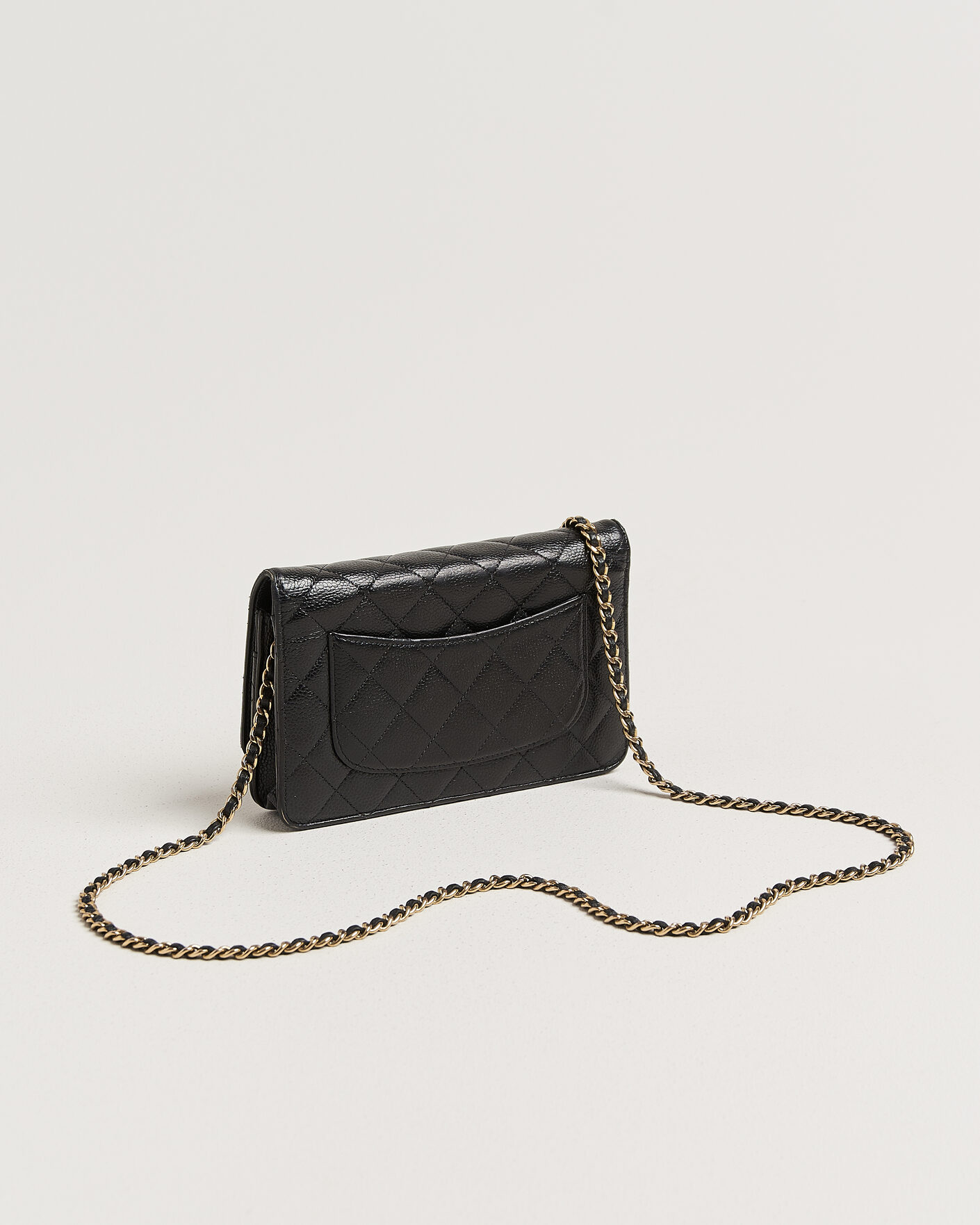 Hombres | Pre-Owned & Vintage Bags | Chanel Pre-Owned | Wallet On Chain Caviar Leather Black