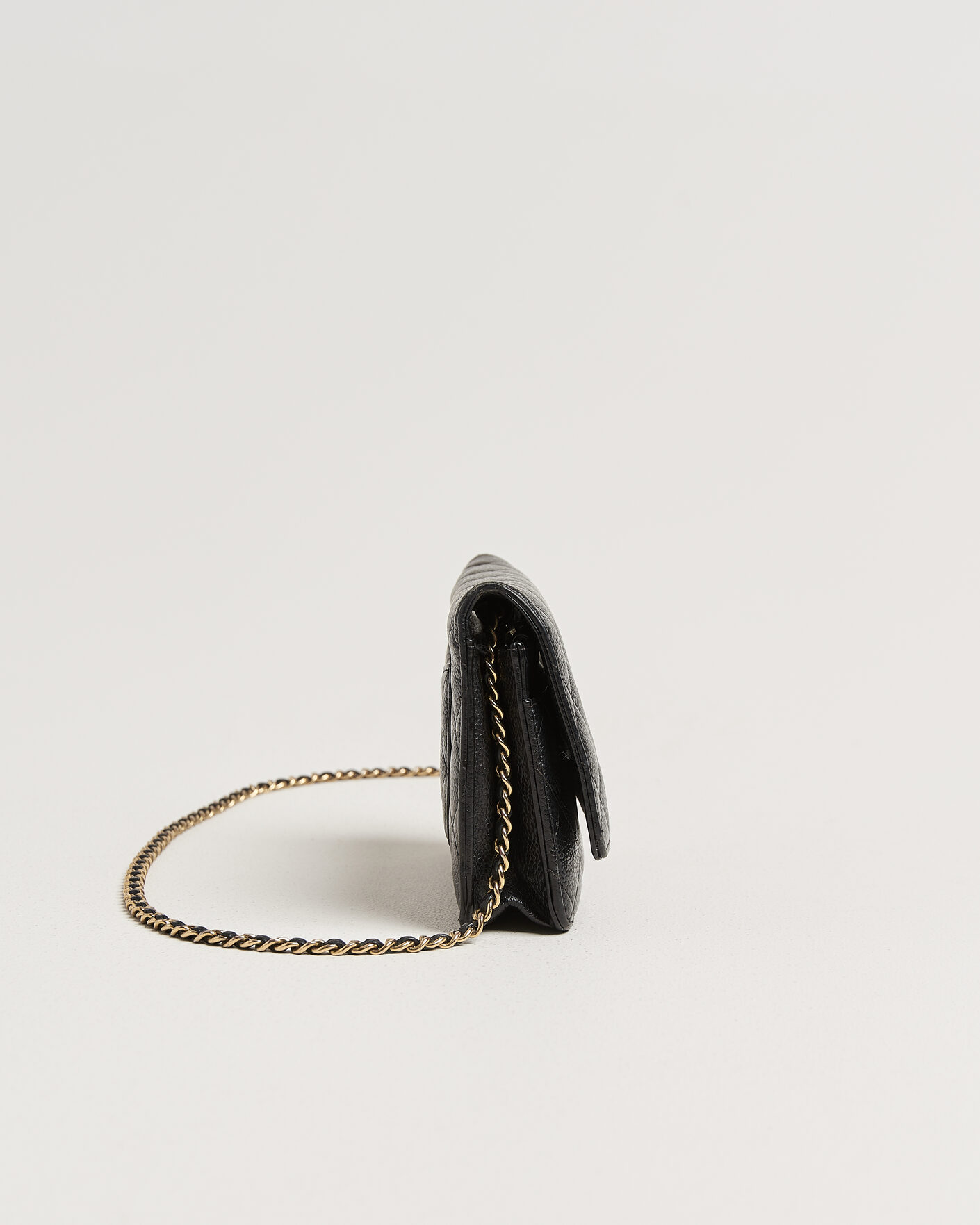 Hombres | Pre-Owned & Vintage Bags | Chanel Pre-Owned | Wallet On Chain Caviar Leather Black