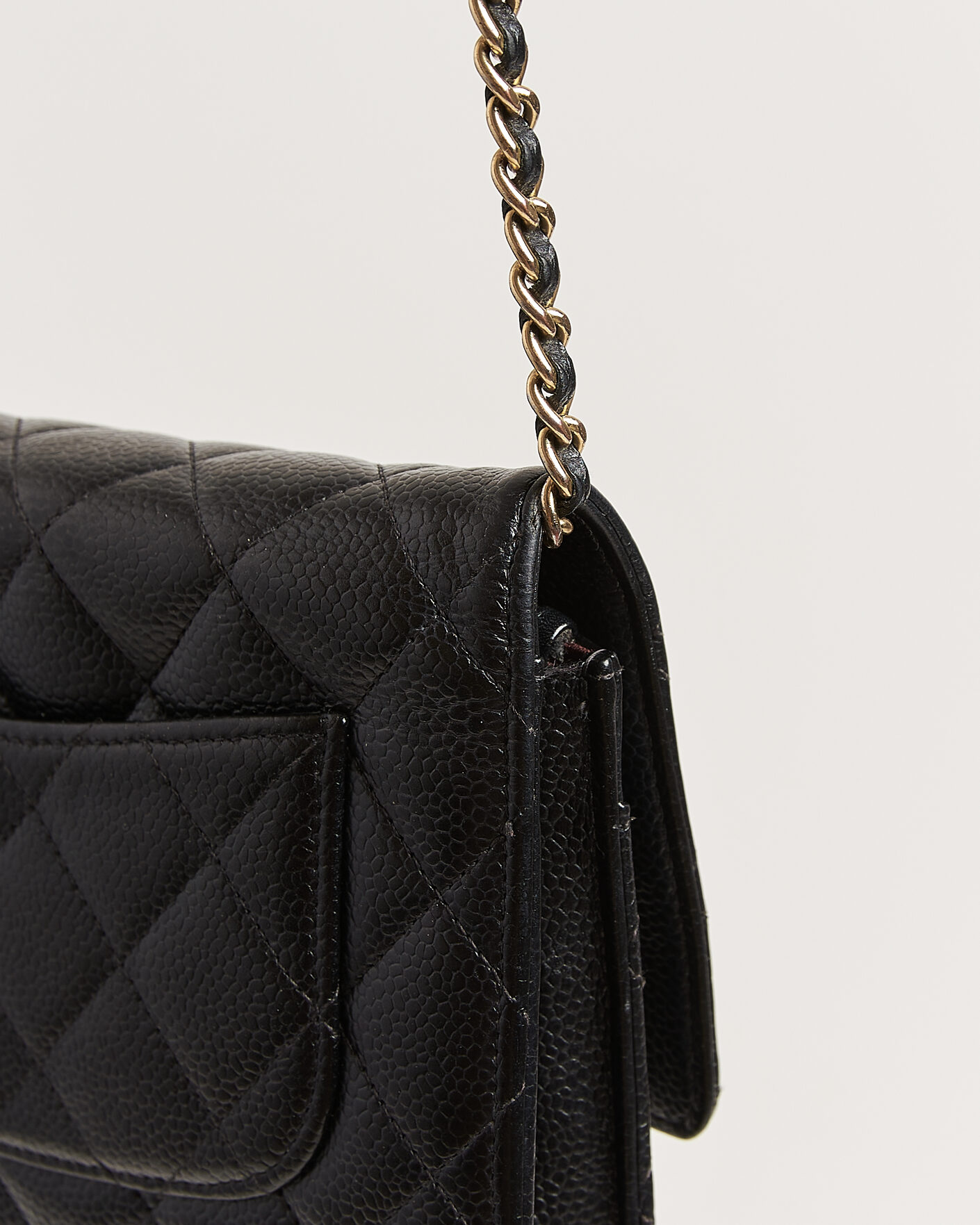 Hombres | Pre-Owned & Vintage Bags | Chanel Pre-Owned | Wallet On Chain Caviar Leather Black