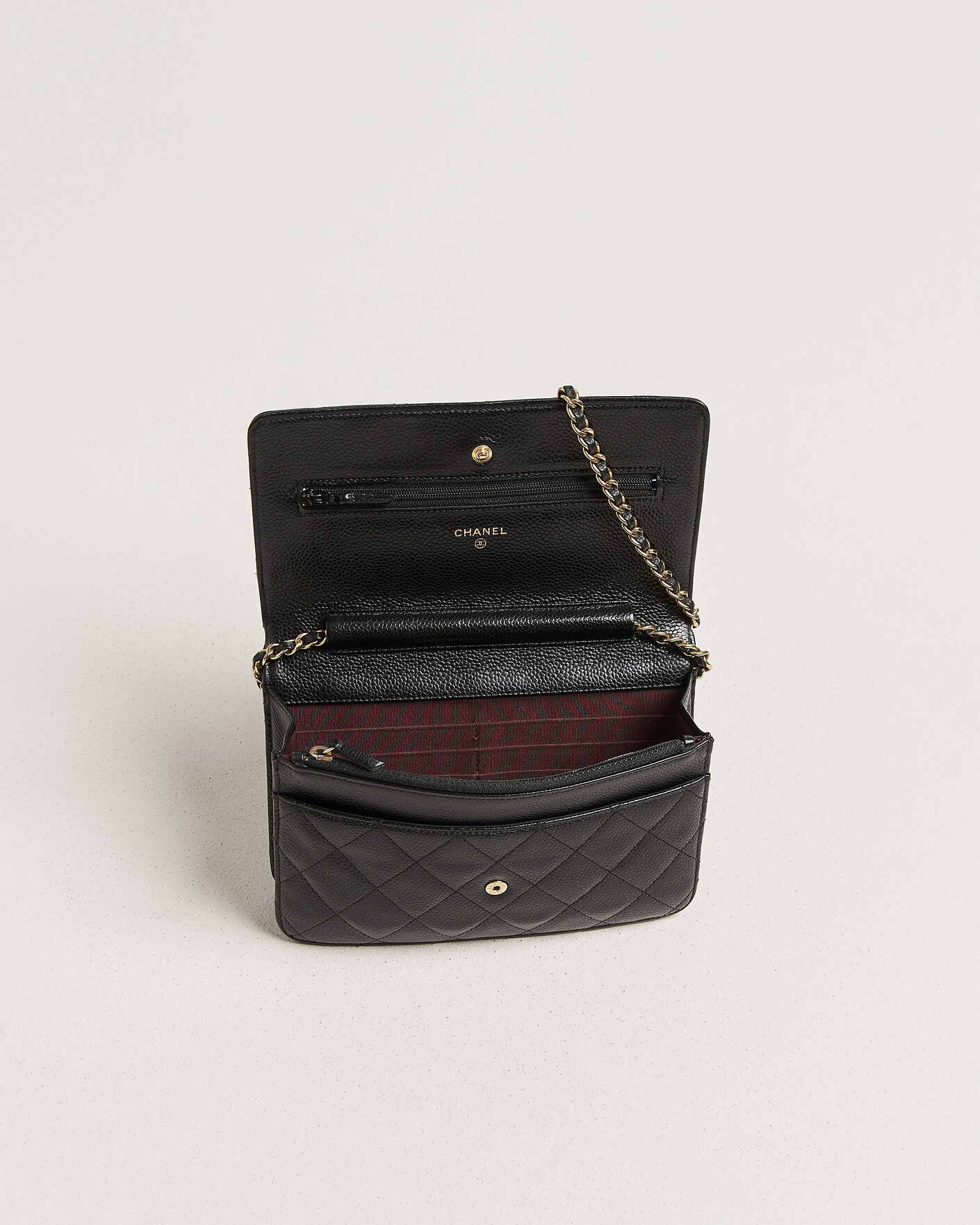 Hombres | Pre-Owned & Vintage Bags | Chanel Pre-Owned | Wallet On Chain Caviar Leather Black
