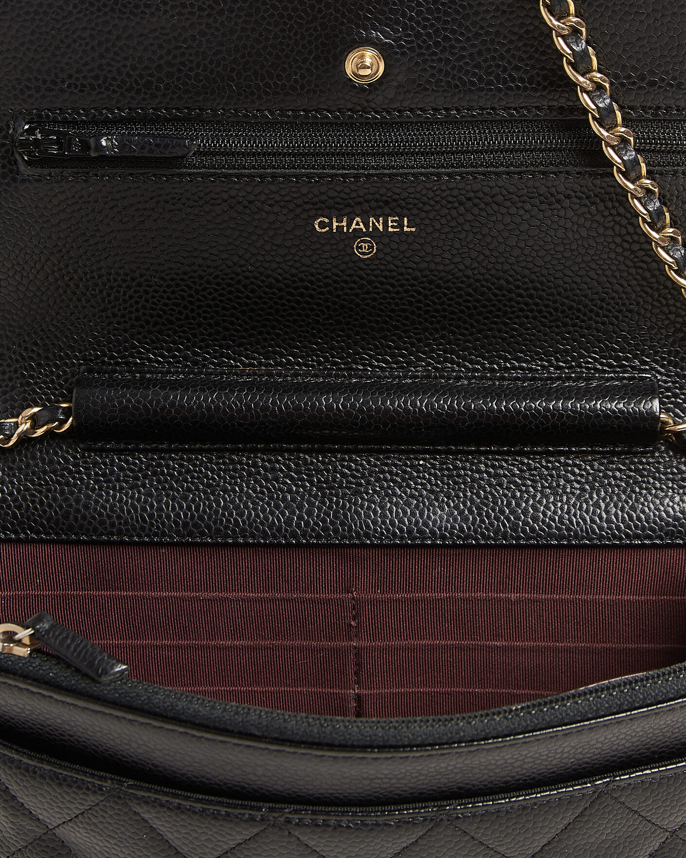 Hombres | Pre-Owned & Vintage Bags | Chanel Pre-Owned | Wallet On Chain Caviar Leather Black