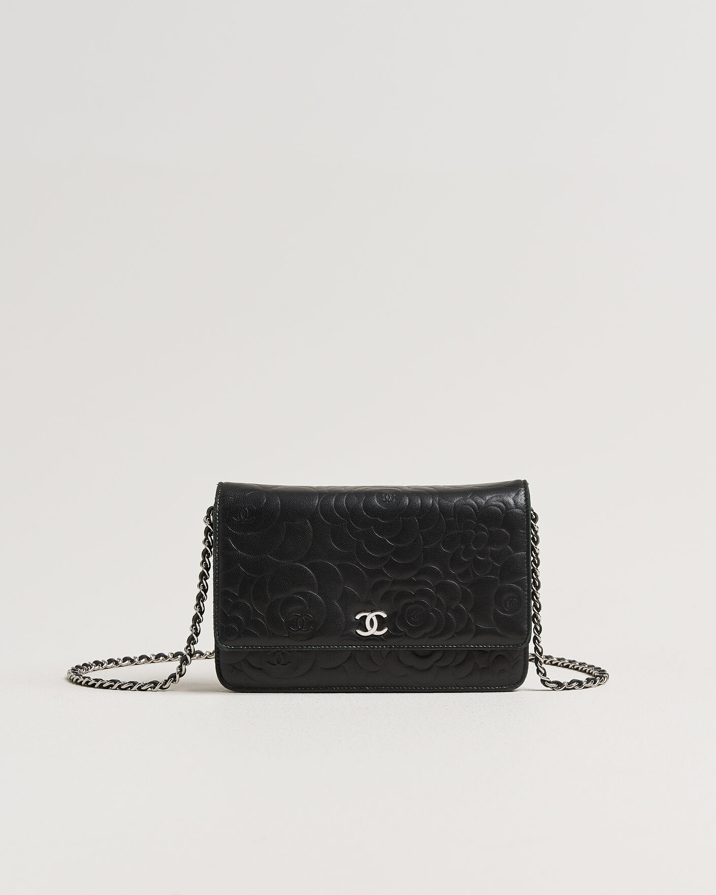 Hombres | Pre-Owned & Vintage Bags | Chanel Pre-Owned | Wallet On Chain Camelia Lambskin Black