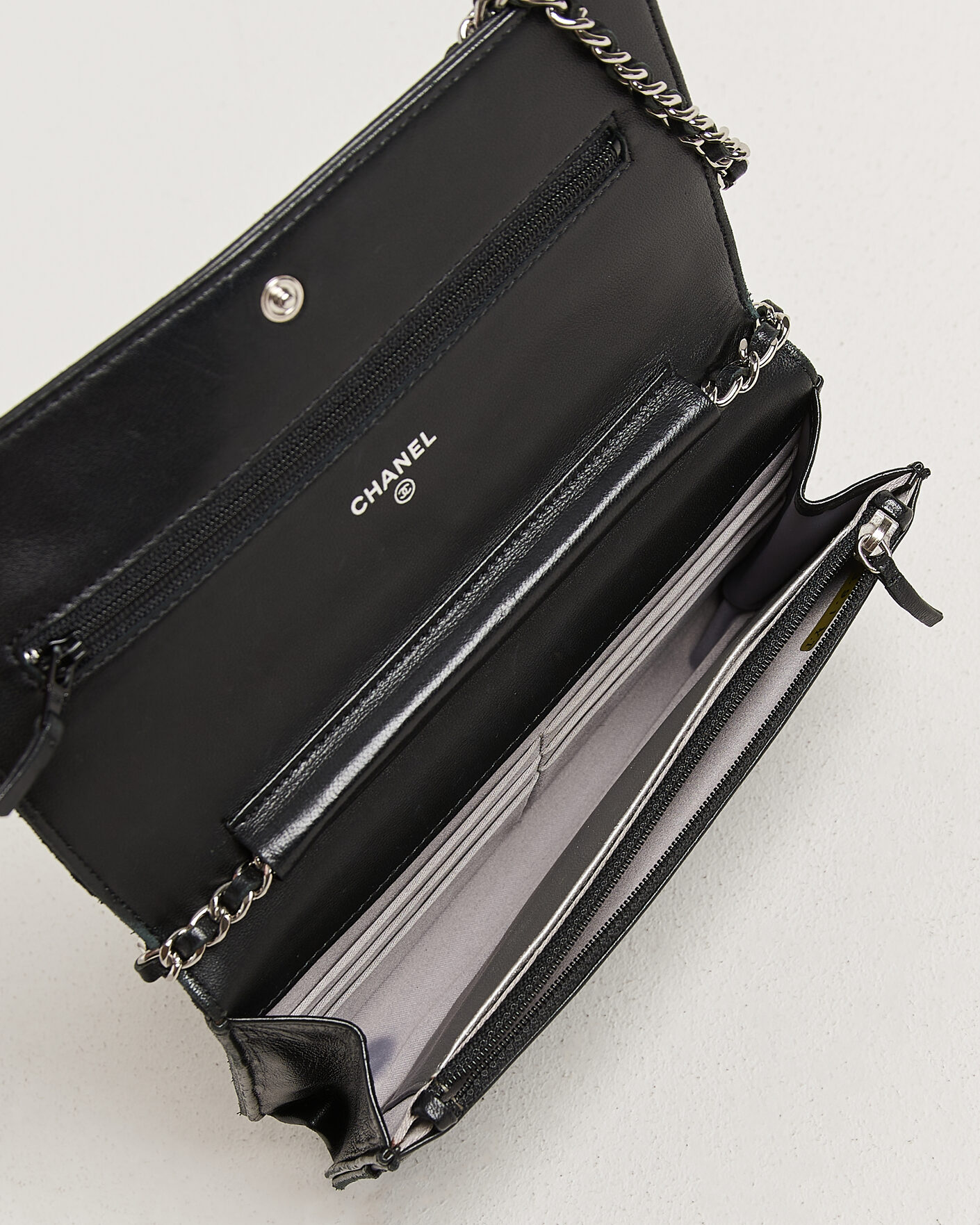 Hombres | Pre-Owned & Vintage Bags | Chanel Pre-Owned | Wallet On Chain Camelia Lambskin Black