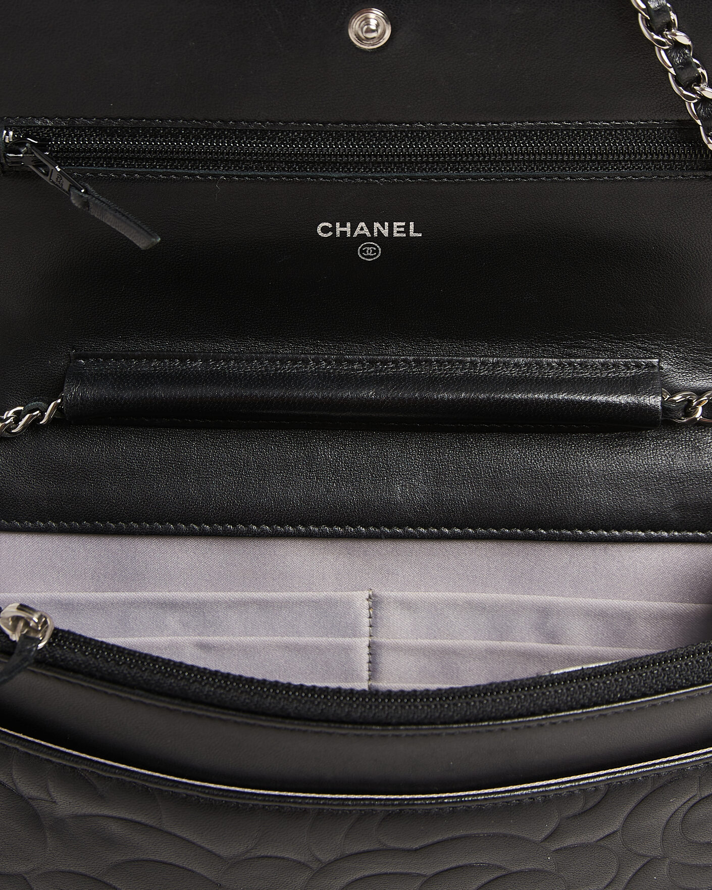 Hombres | Pre-Owned & Vintage Bags | Chanel Pre-Owned | Wallet On Chain Camelia Lambskin Black