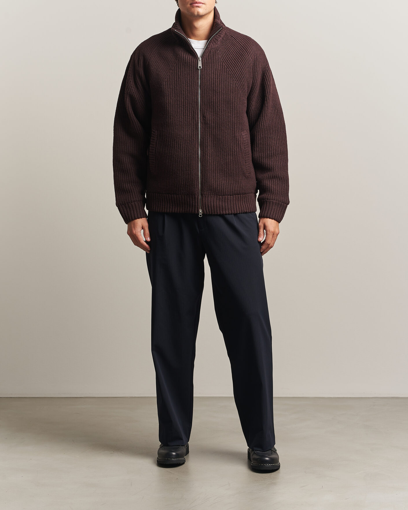Hombres | Jerséis y prendas de punto | Carhartt WIP | Bandley Padded Wool Mix Full Zip Palisander Brown