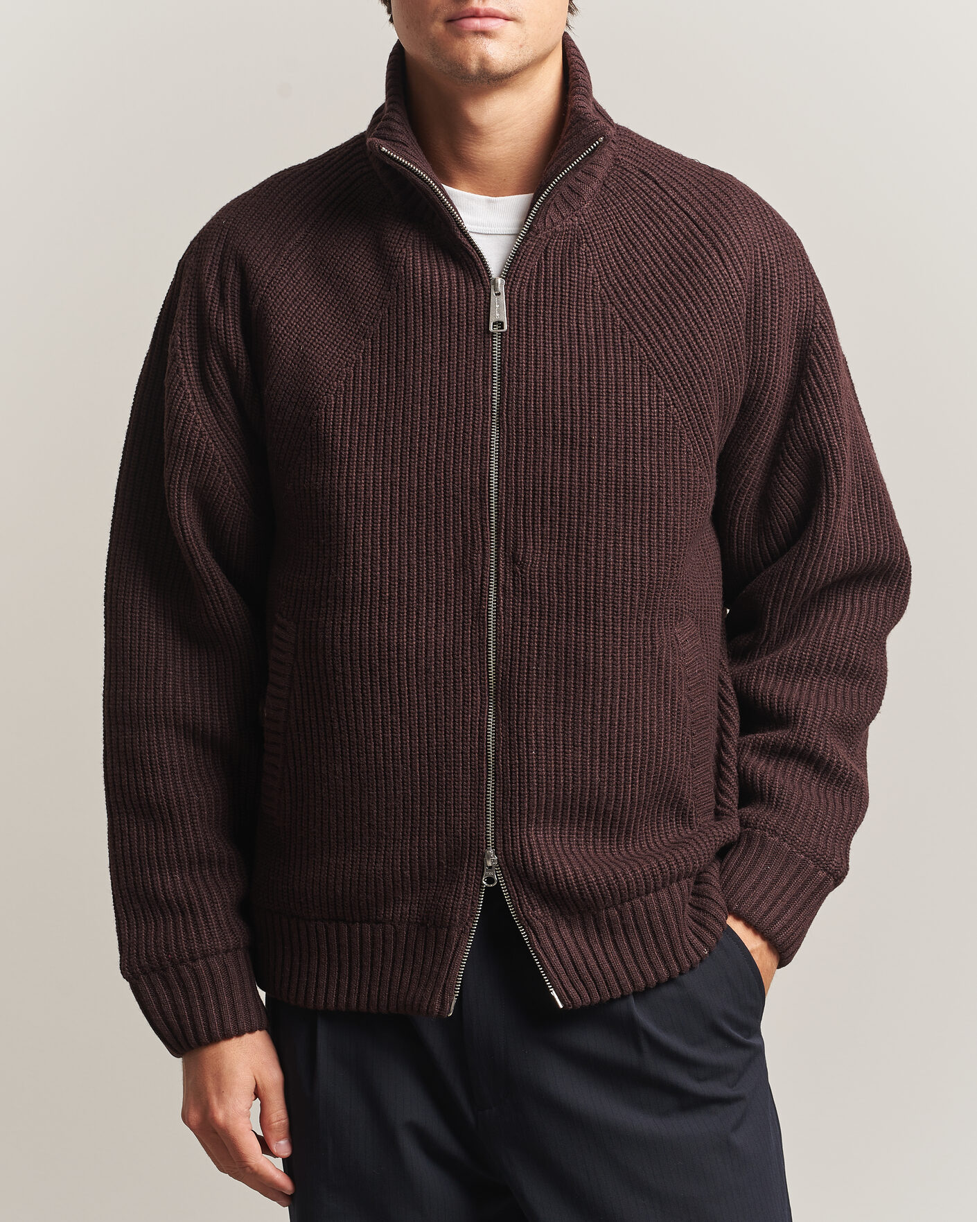 Hombres | Jerséis y prendas de punto | Carhartt WIP | Bandley Padded Wool Mix Full Zip Palisander Brown