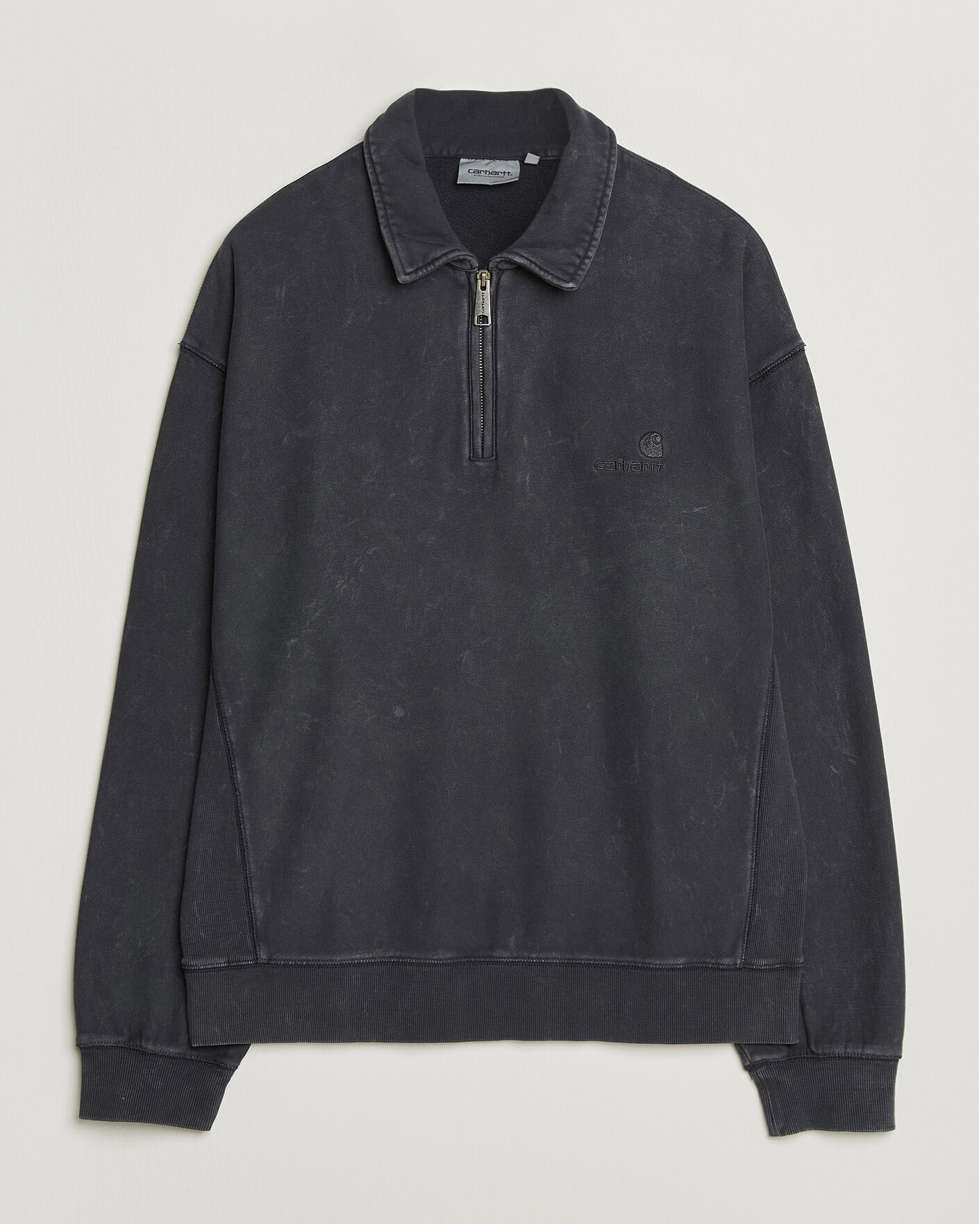 Hombres | Jerséis y prendas de punto | Carhartt WIP | Lambert Washed Polo Sweatshirt Black Moon Wash