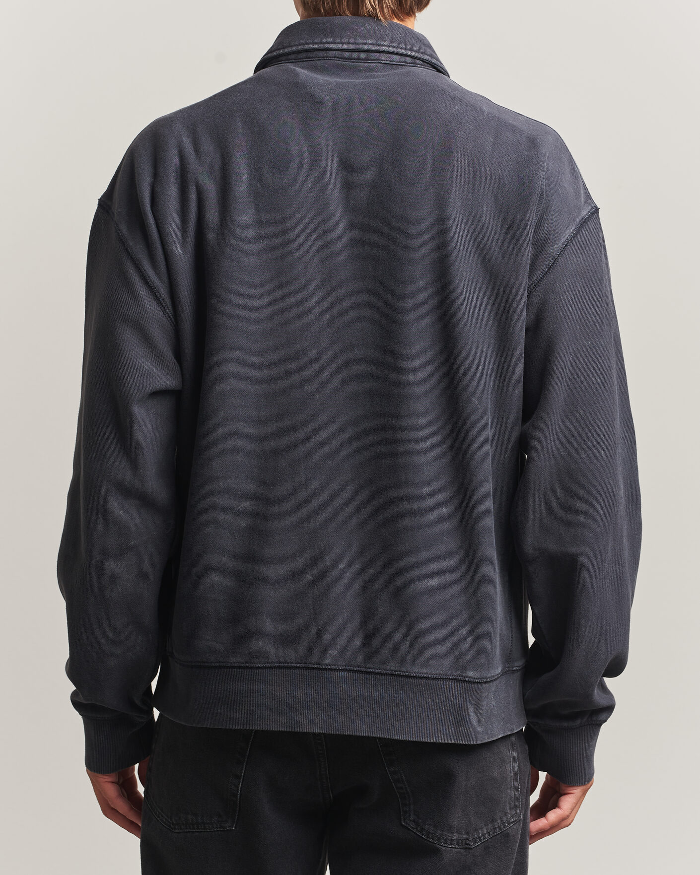 Hombres | Jerséis y prendas de punto | Carhartt WIP | Lambert Washed Polo Sweatshirt Black Moon Wash