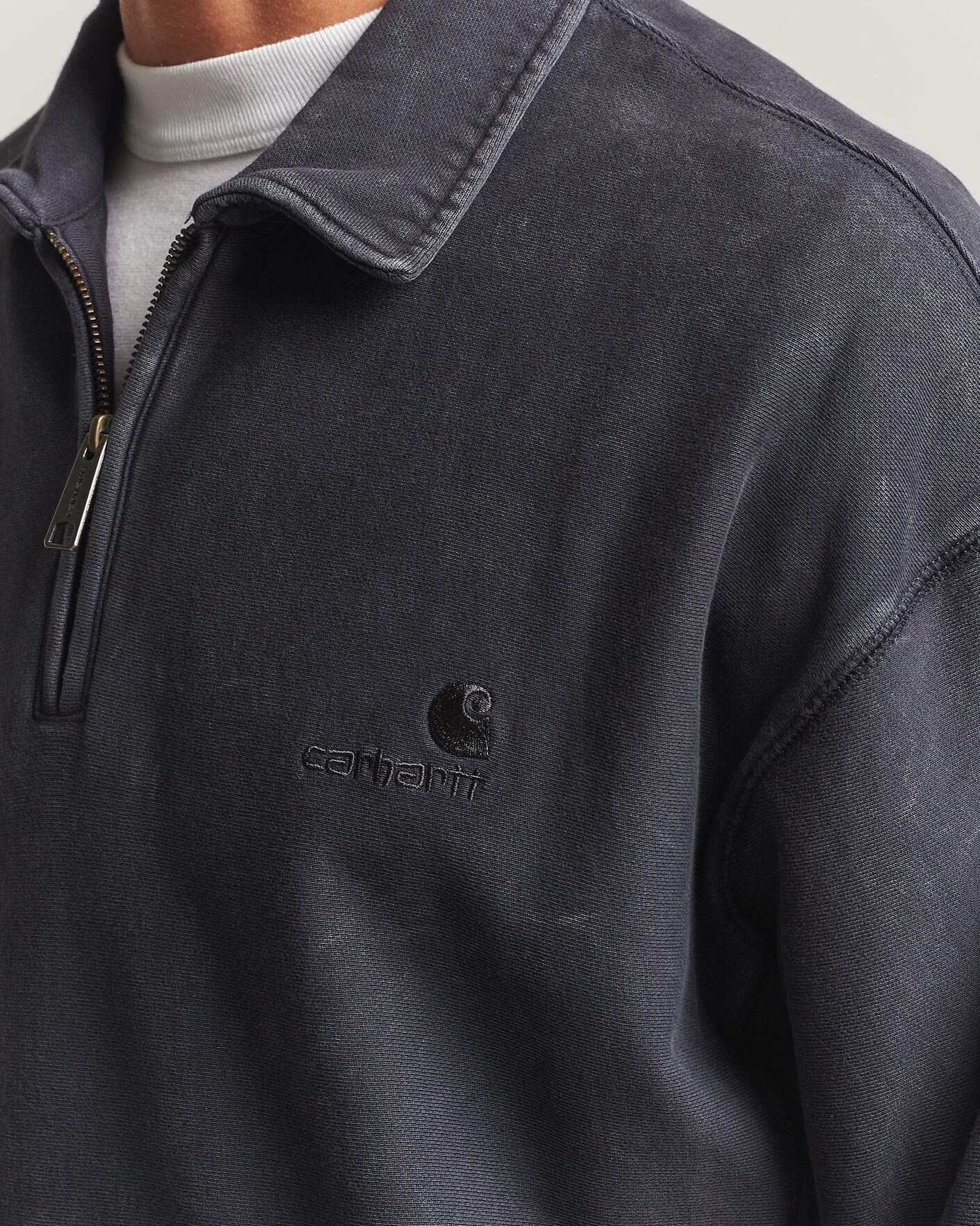 Hombres | Jerséis y prendas de punto | Carhartt WIP | Lambert Washed Polo Sweatshirt Black Moon Wash