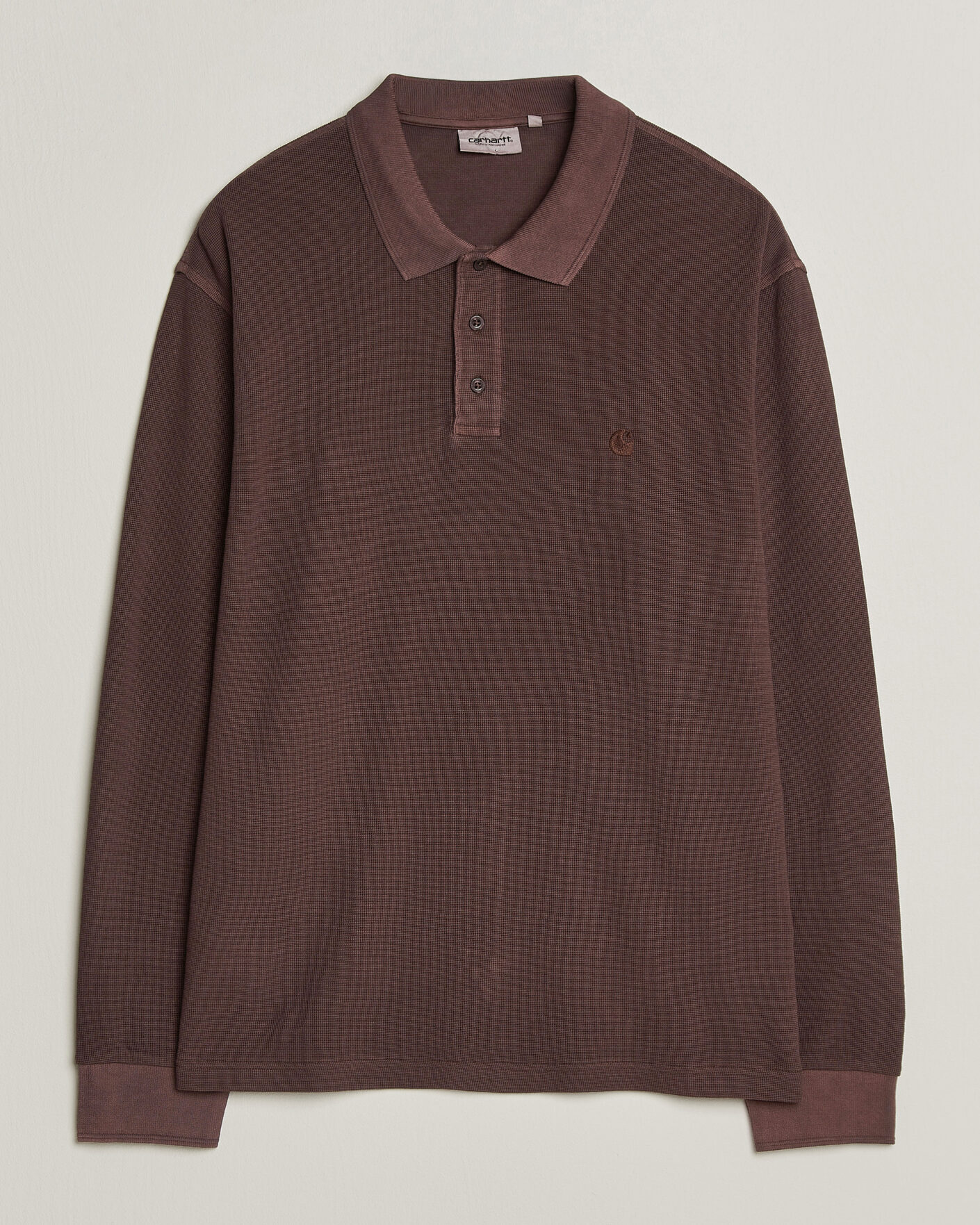 Hombres | Jerséis y prendas de punto | Carhartt WIP | Long Sleeve Waffle Rugby Shirt Palisander Brown