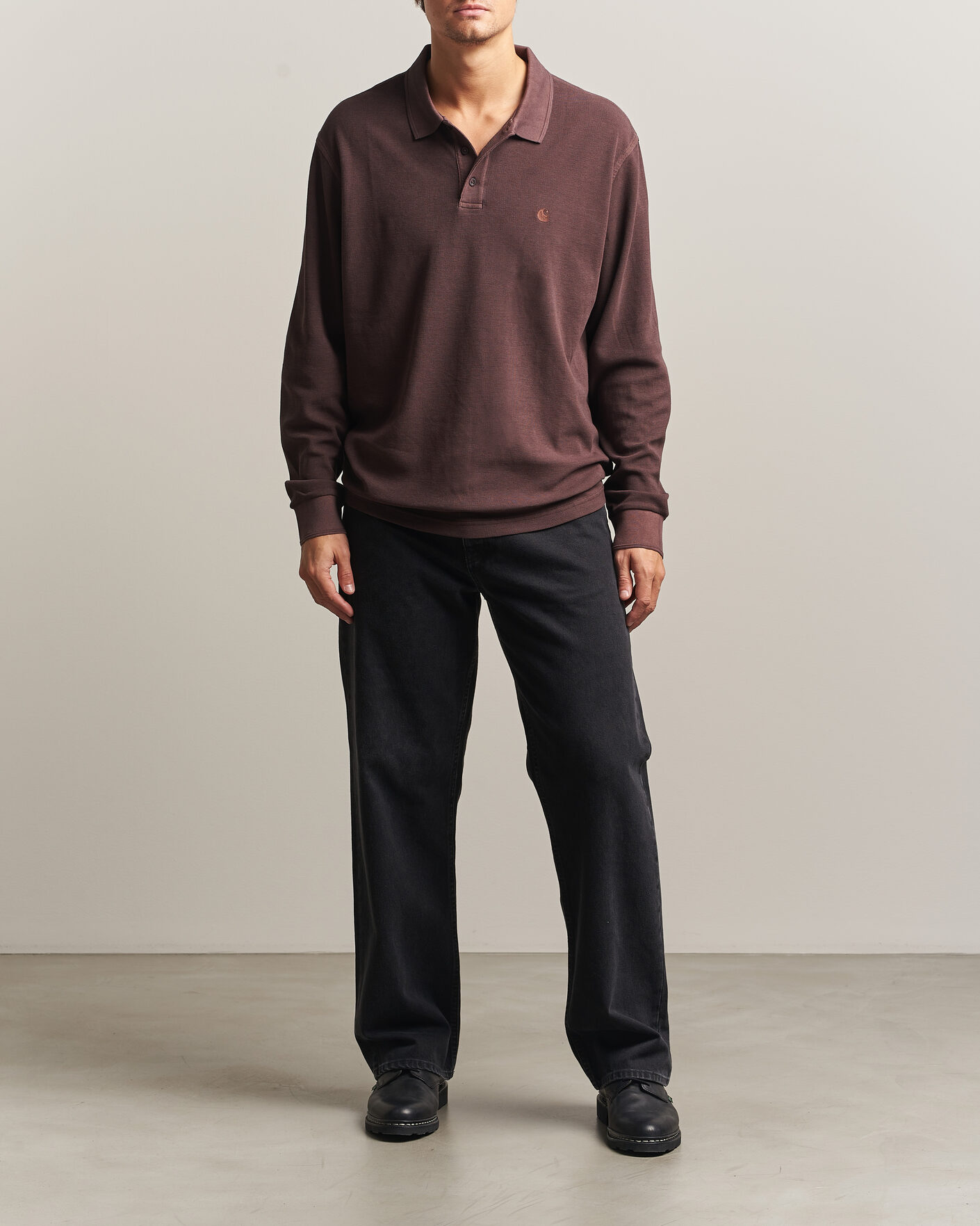 Hombres | Jerséis y prendas de punto | Carhartt WIP | Long Sleeve Waffle Rugby Shirt Palisander Brown