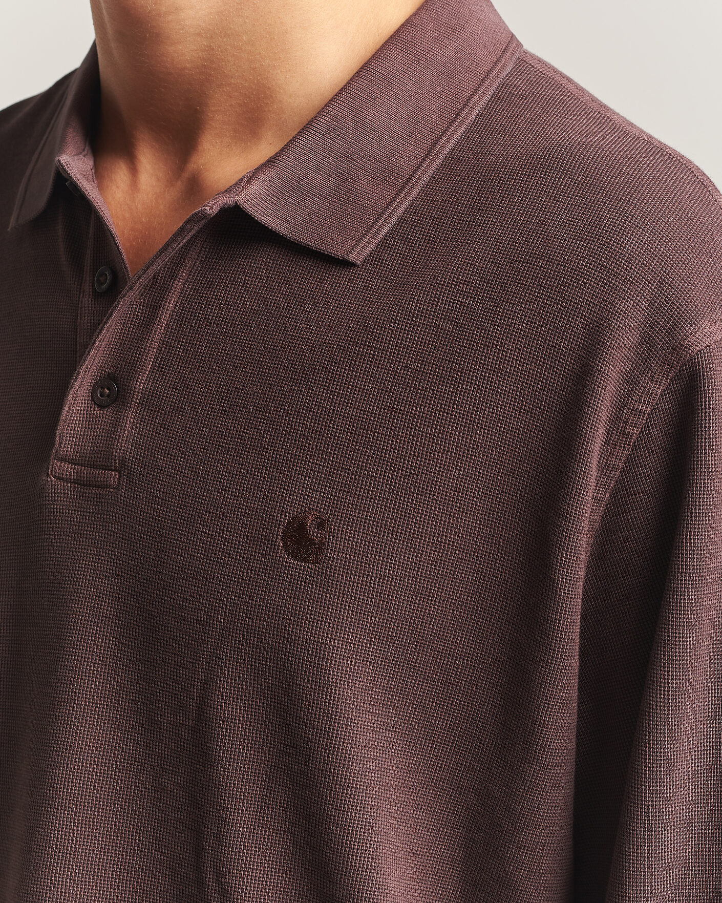 Hombres | Jerséis y prendas de punto | Carhartt WIP | Long Sleeve Waffle Rugby Shirt Palisander Brown