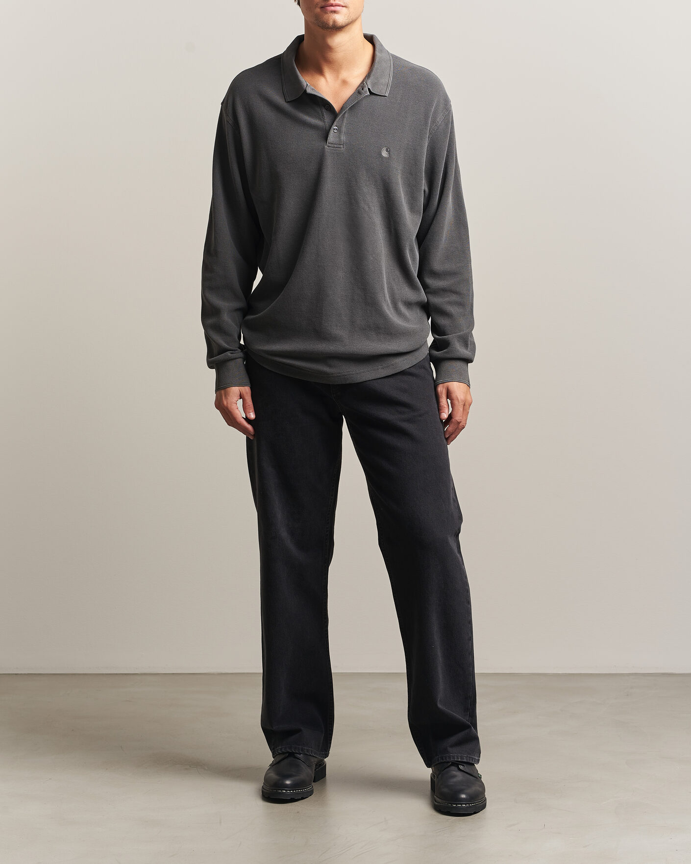 Hombres | Jerséis y prendas de punto | Carhartt WIP | Long Sleeve Waffle Rugby Shirt Black